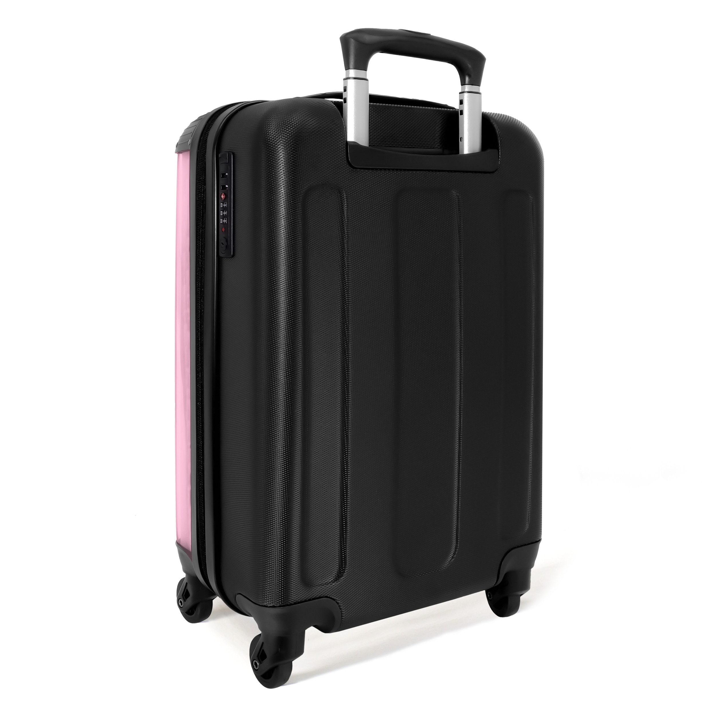NoBoringSuitcases.com© Hartschalen-Trolley Mädchen mit rosa Herz Ballon fliegen weg 55x35x20cm, 4 Rollen, Reisetasche mit Rollen, Koffer Handgepäck Flugzeug