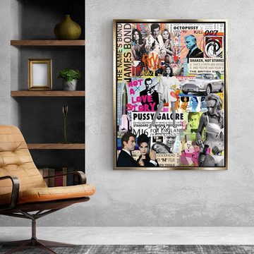 DOTCOMCANVAS® Leinwandbild, Leinwandbild James Bond Pop Art Collage mit premium Rahmen