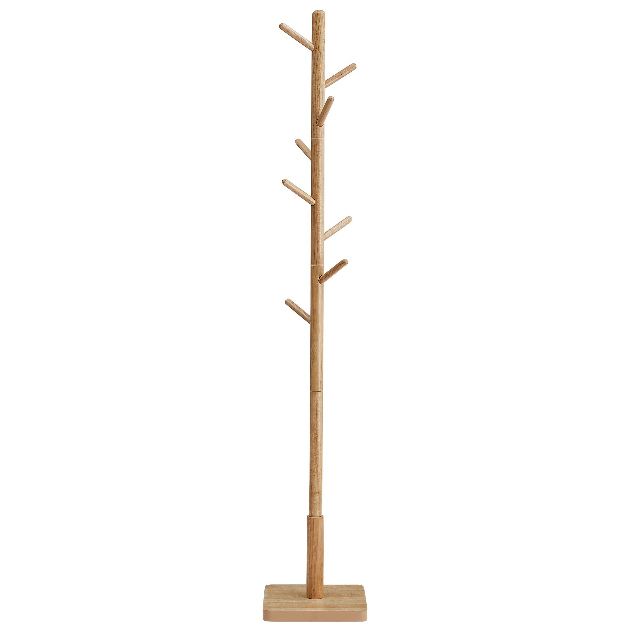VASAGLE Garderobenständer Kleiderständer Massivholz, Jackenständer Baumform, Hüte, für Flur, 8 Haken für Jacken, 30 x 30 x 175 cm – Bild 4 von 5