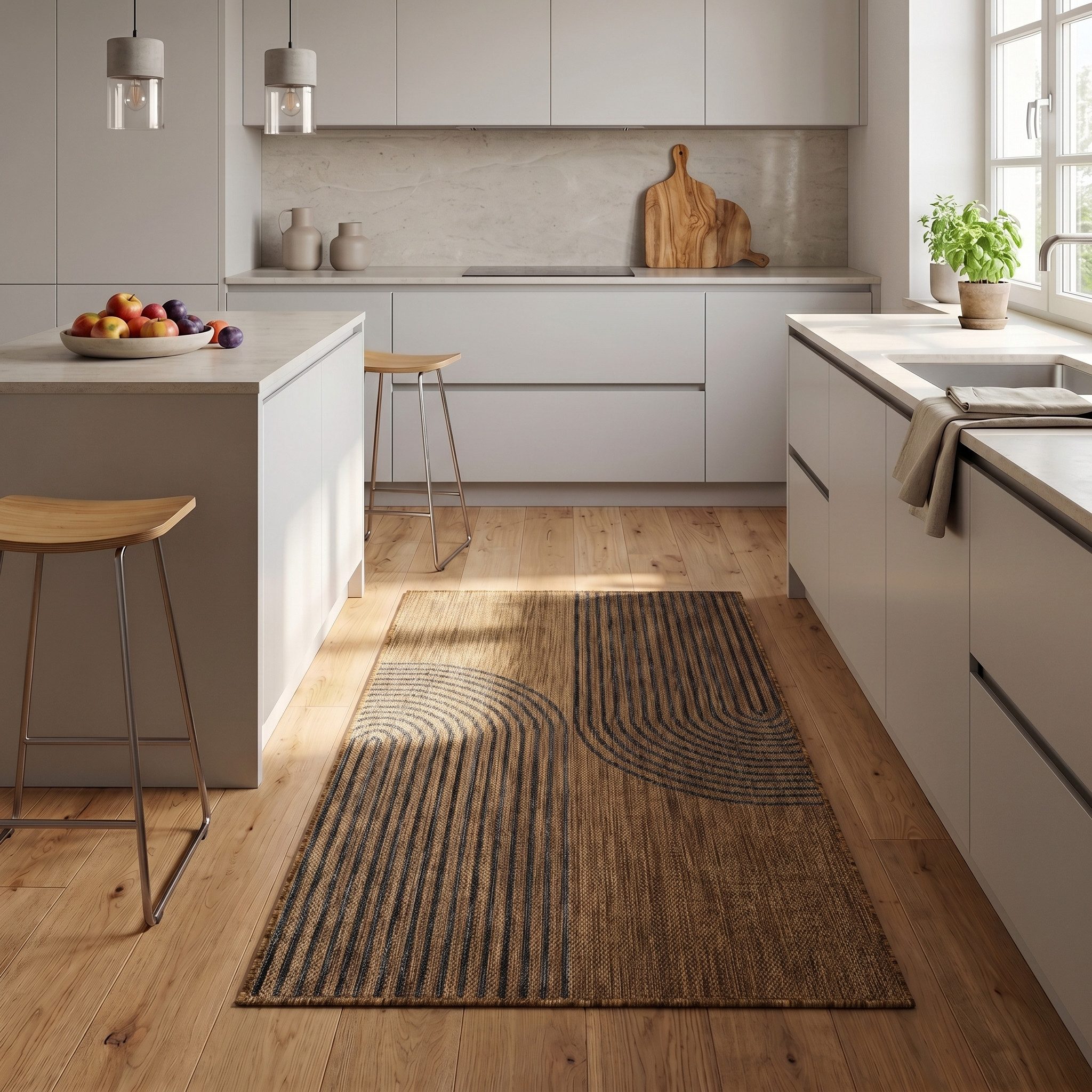 Teppium Teppich Geometrisch, Läufer, Höhe: 3 mm, Teppich Wetterfest Waschbar Balkon, Garten, Terrasse und Küchenteppich