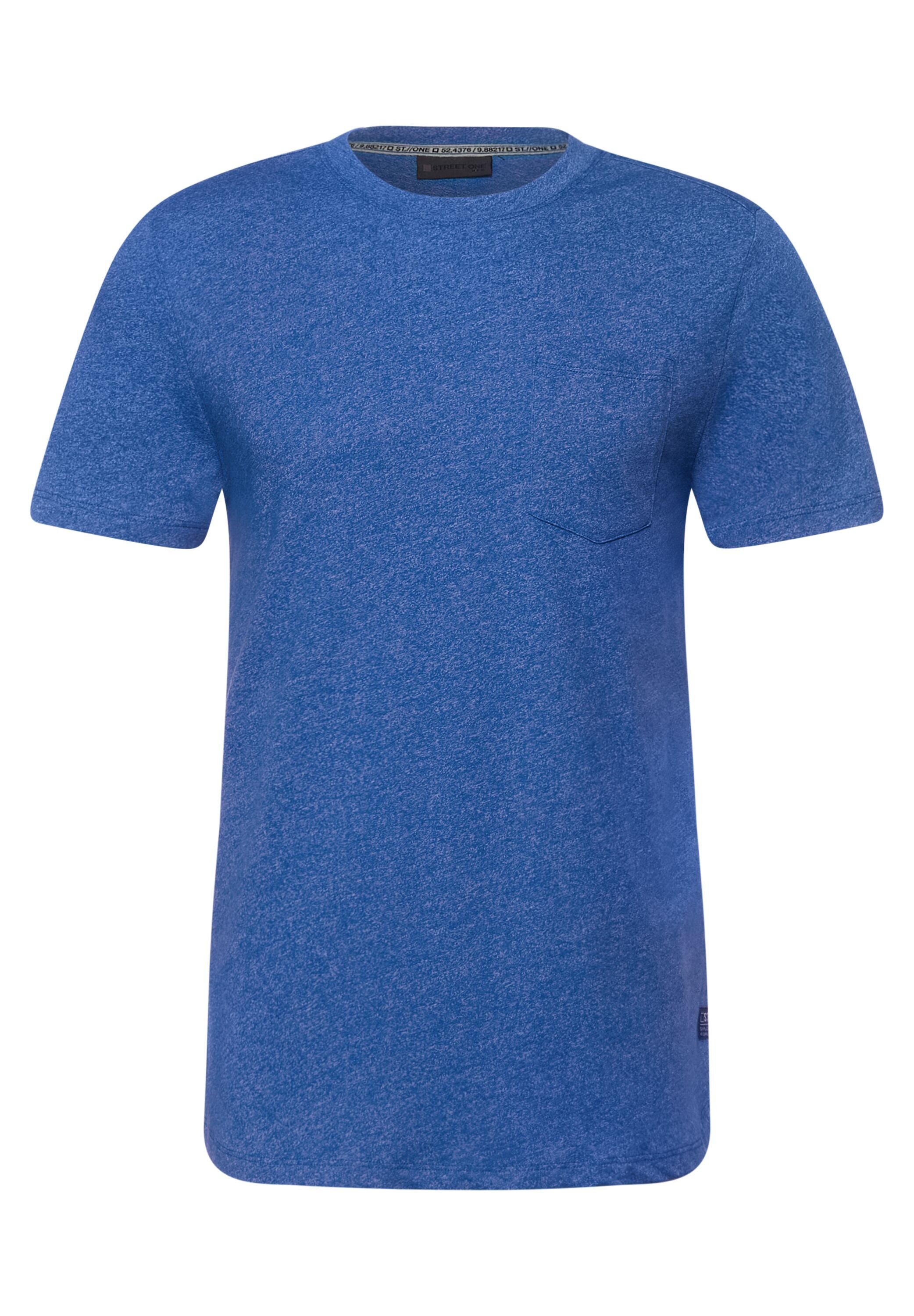mit MEN T-Shirt water ONE blue melange Brusttasche STREET