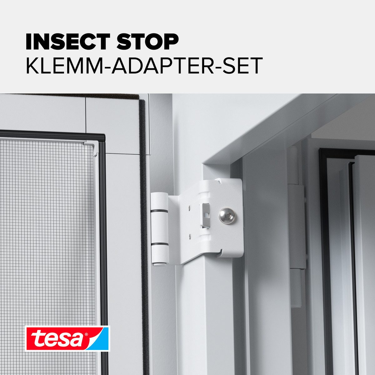tesa Insektenschutz-Tür Klemm-Adapter-Set - Tür-Klemme, Montage KIT, (Packung, 3-St., Adapter für FALT Fenster-türen), INSECT STOP einfache Montage, ohne Bohren oder Schrauben