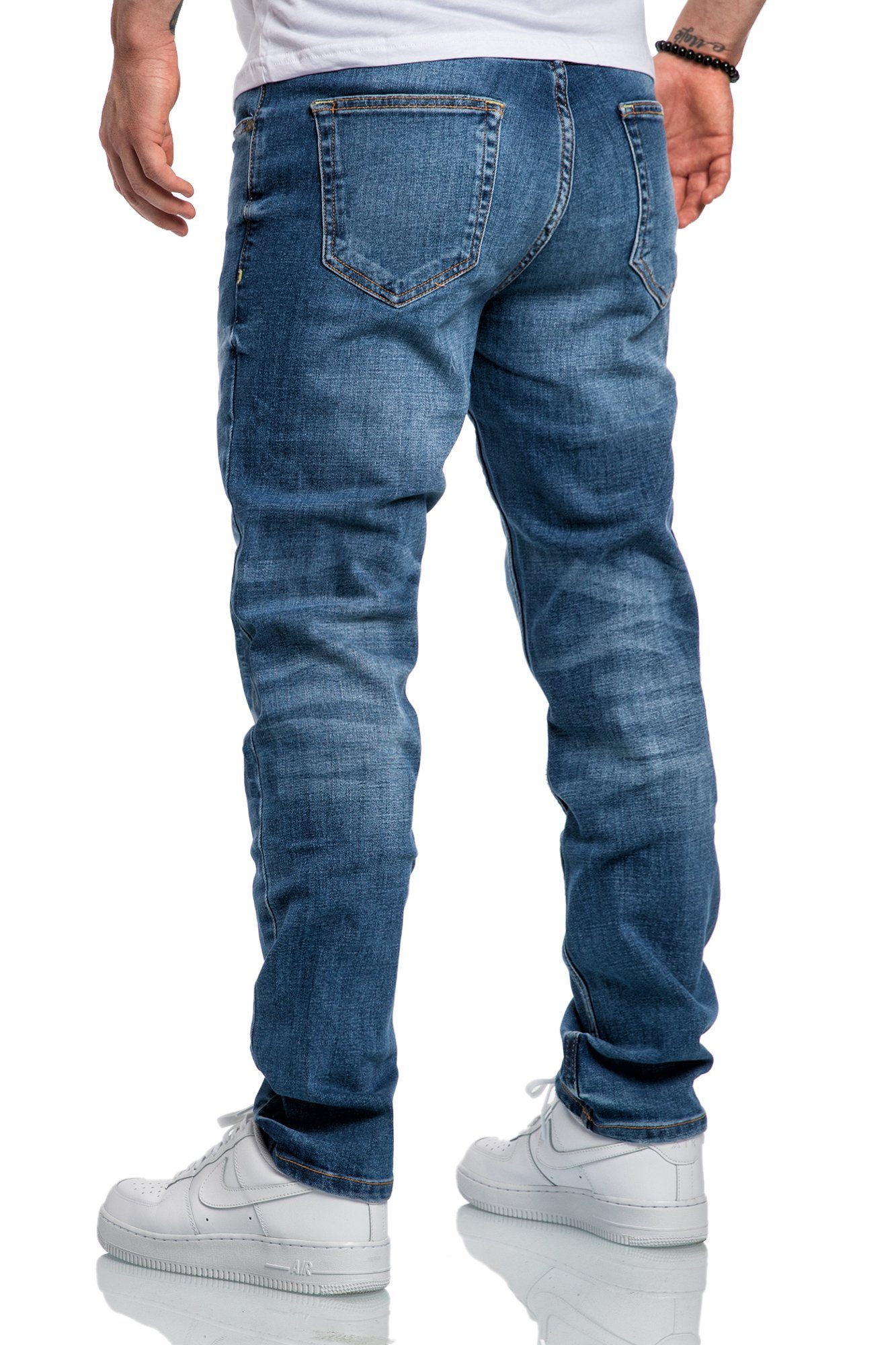 Amaci&Sons Straight-Jeans MEDFORD Destroyed Jeans Herren Regular Fit Destroyed Jeans