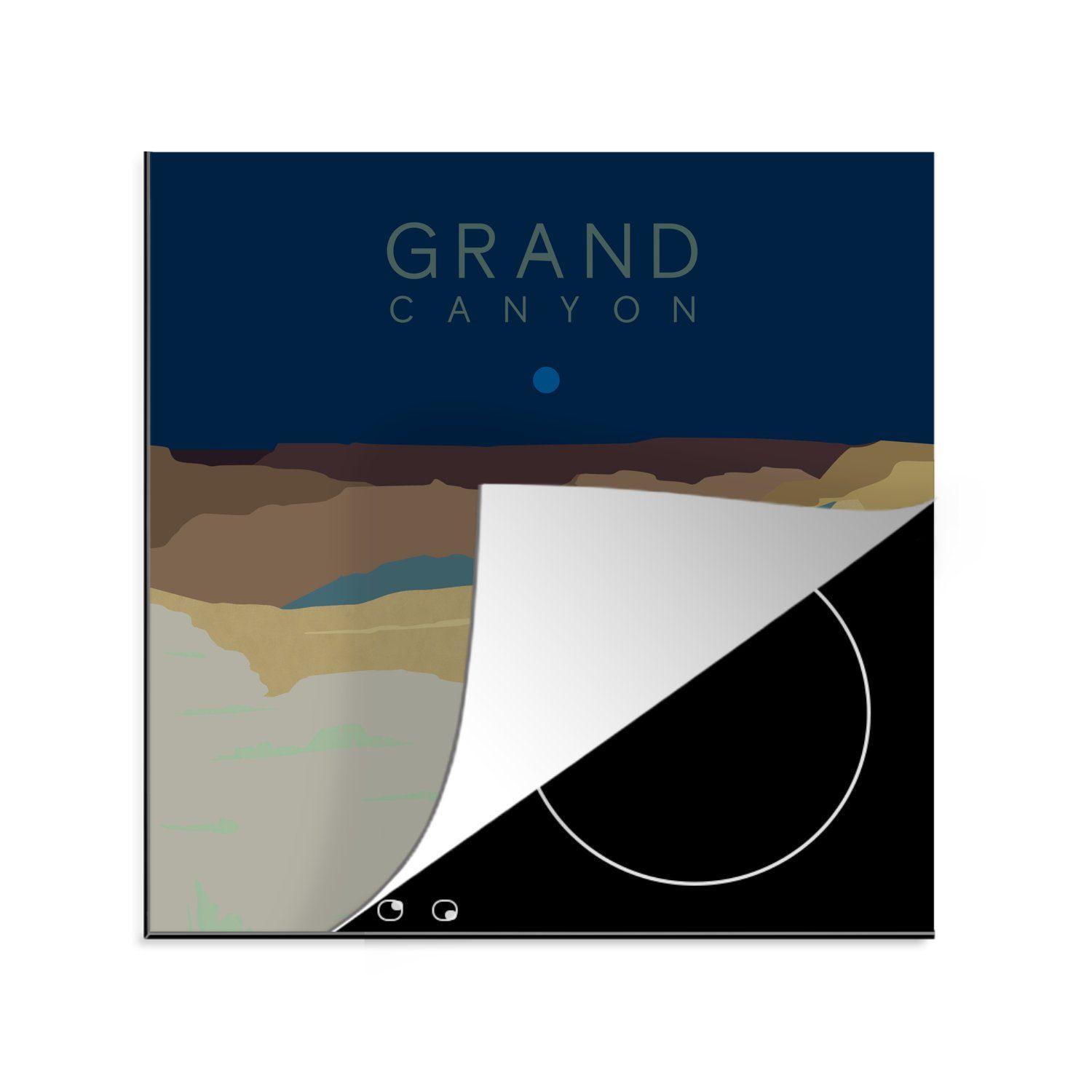 MuchoWow Herdblende-/Abdeckplatte Grand Canyon - Berg - Amerika - Illustration - USA, Vinyl, (1 tlg), 78x78 cm, Ceranfeldabdeckung, Arbeitsplatte für küche
