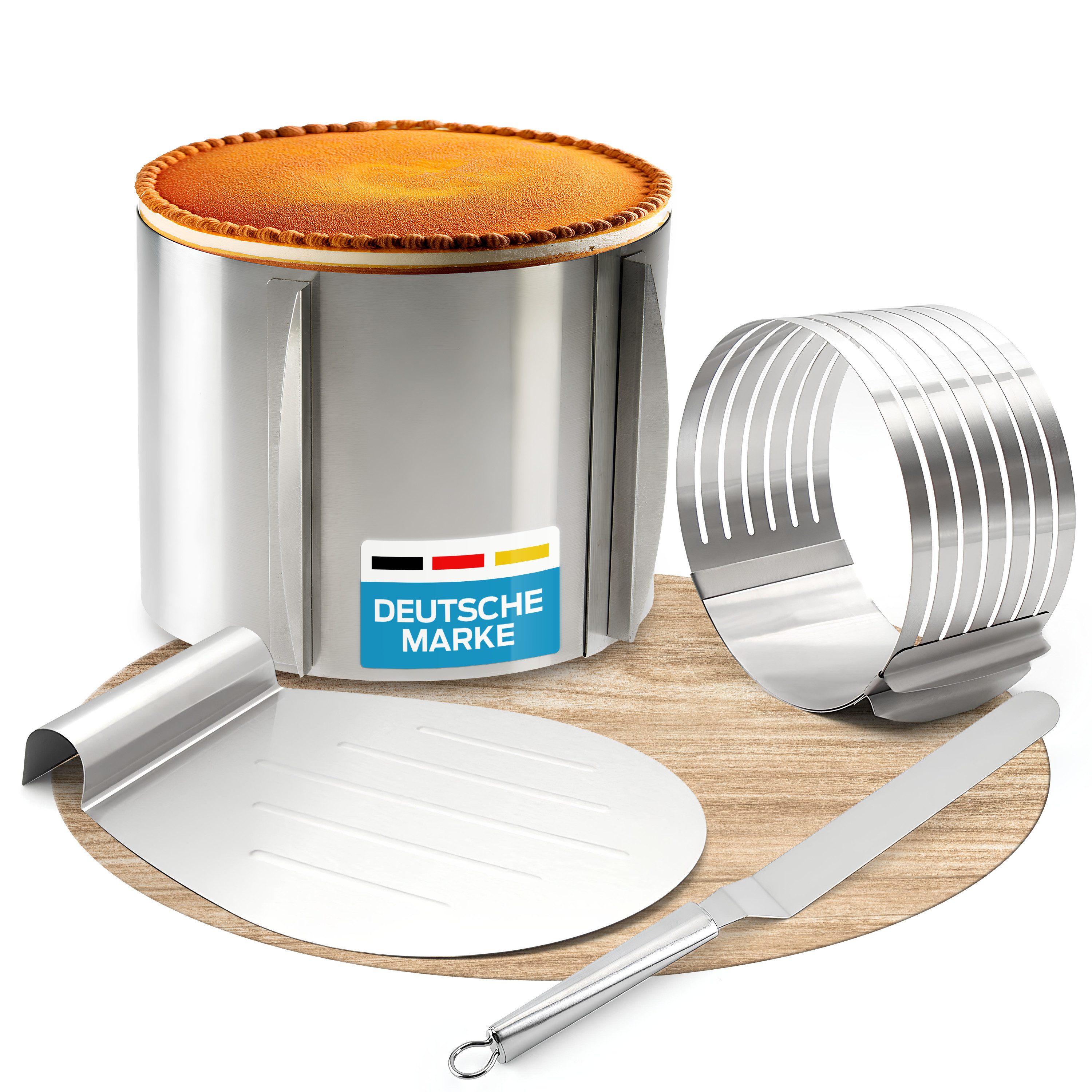 Tortenring Smart-Planet Tortenring Set 4-teilig mit verstellbarem Backring hoch