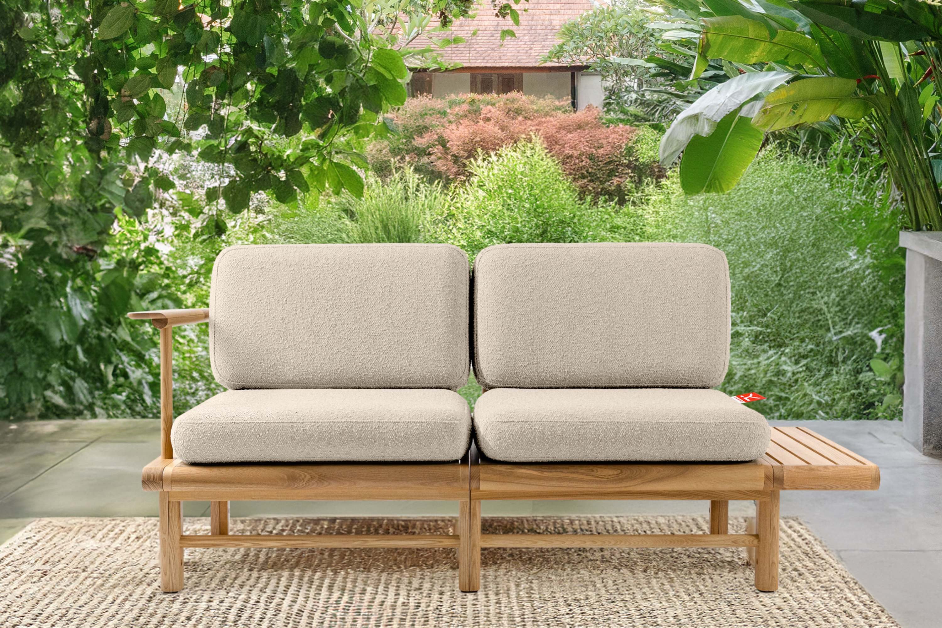 KONSIMO® Loungesofa ATREDA Gartensofa 2-Sitzer, mit Ablage, hergestellt in der EU, handgefertigt
