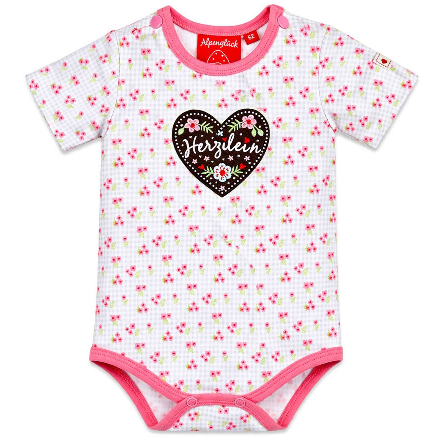 BONDI Strampler BONDI Baby Kurzarm Body 'Herzilein' 86623, Blumen