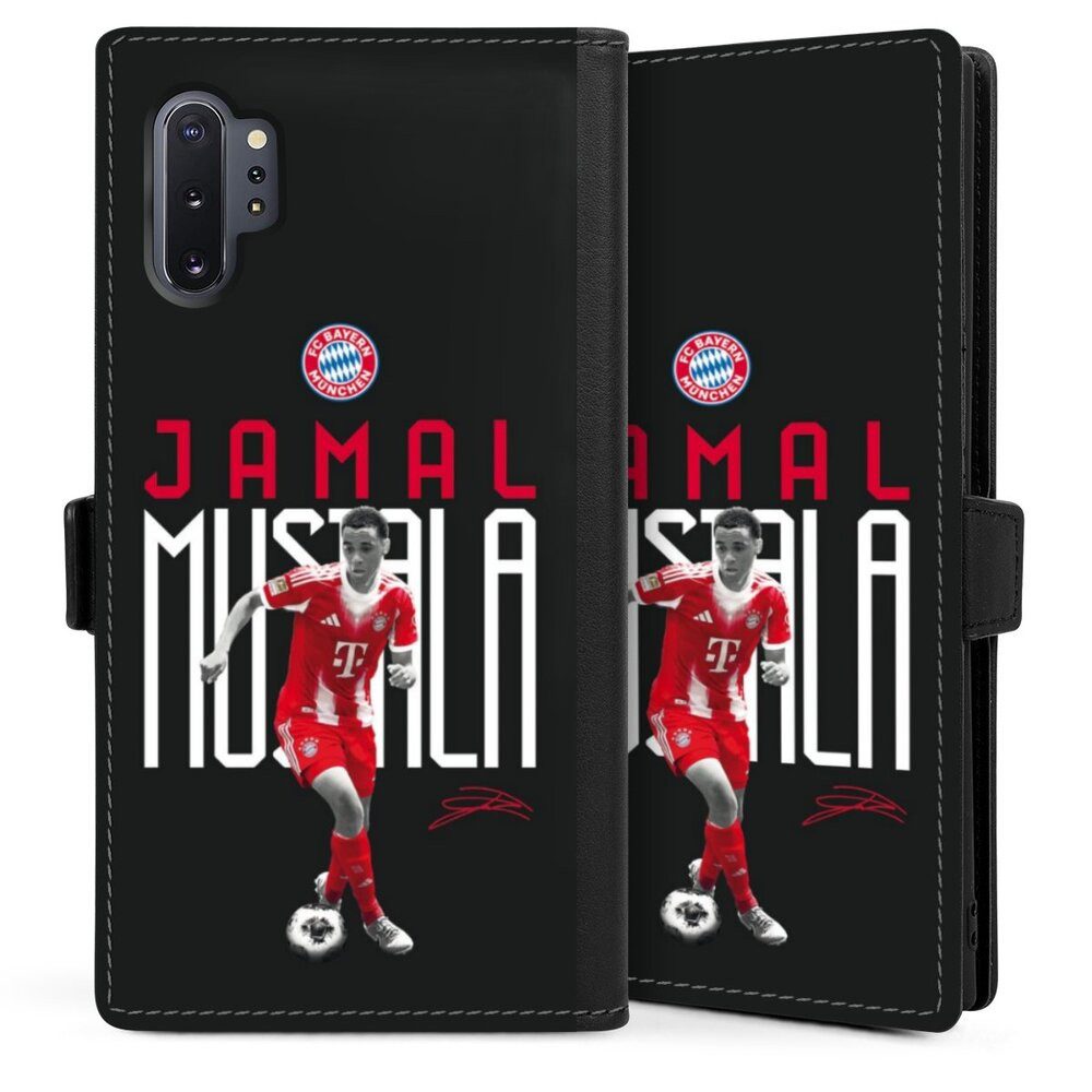 DeinDesign Handyhülle FC Bayern München Jamal Musiala Offizielles Lizenzprodukt, Samsung Galaxy Note 10 Plus Hülle Handy Flip Case Wallet Cover