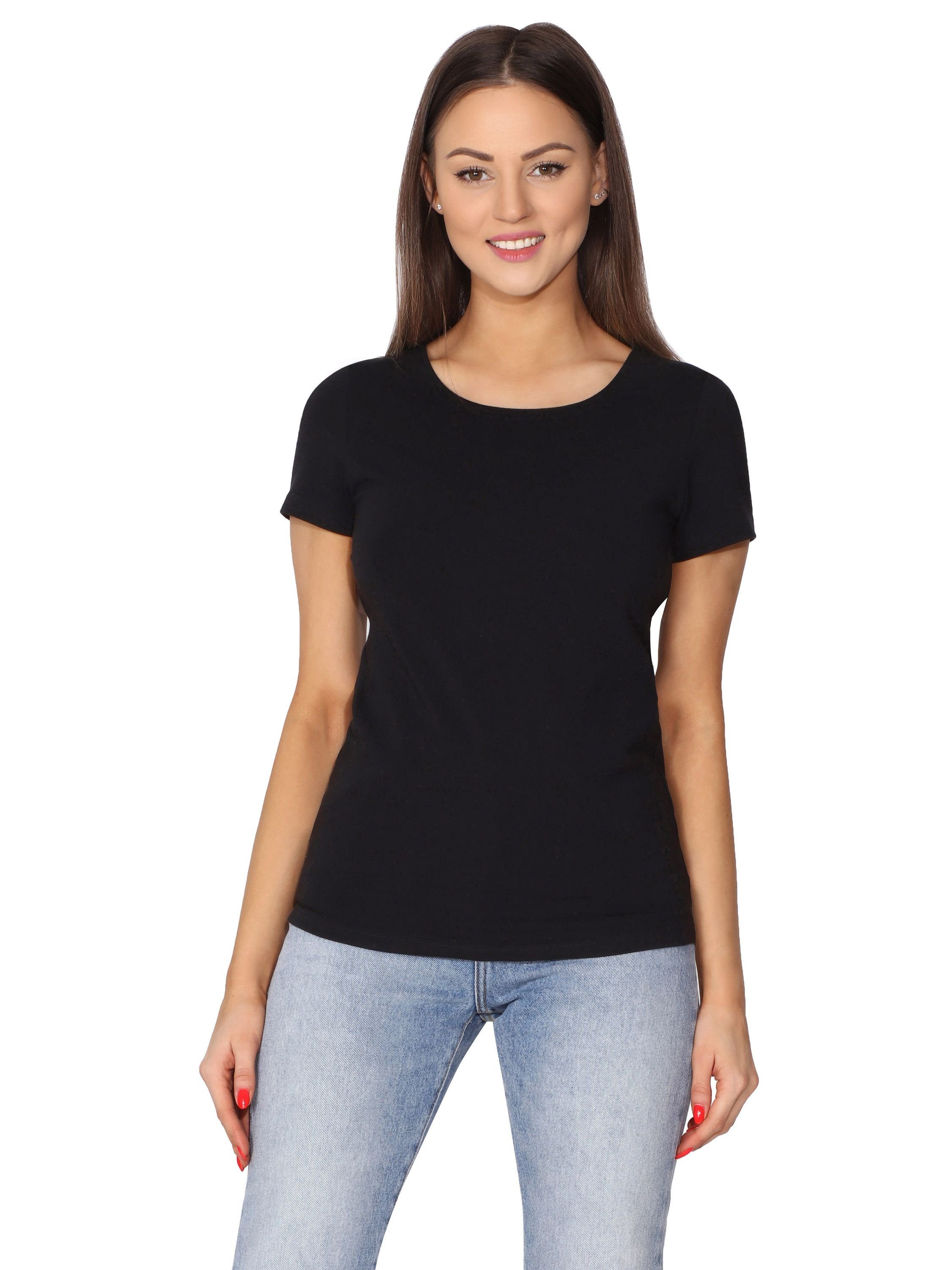 Merry Style T-Shirt Damen T-Shirt Kurzarm MS10-370 (1-tlg) Schwarz