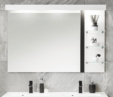 Furn.Design Wandspiegel Design-D (großer Badspiegel in weiß und weiß Hochglanz, 120 x 85 cm), inkl. LED Beleuchtung