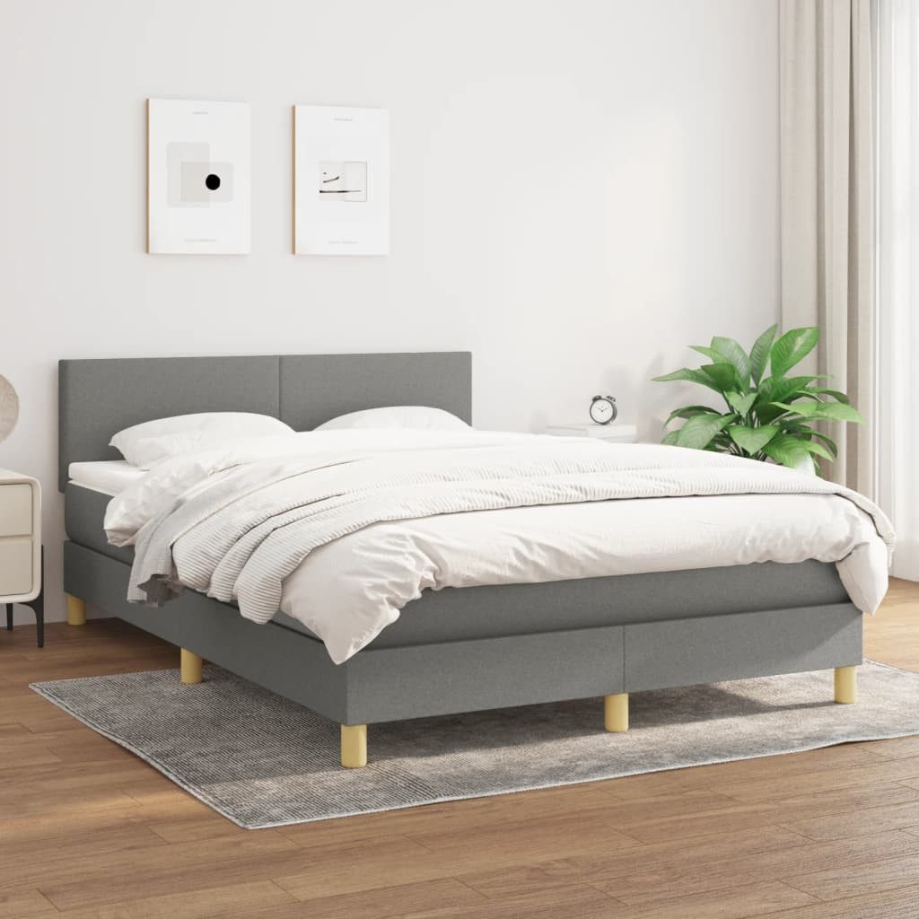 vidaXL Boxspringbett Boxspringbett mit Matratze Dunkelgrau 140x200 cm Stoff günstig online kaufen