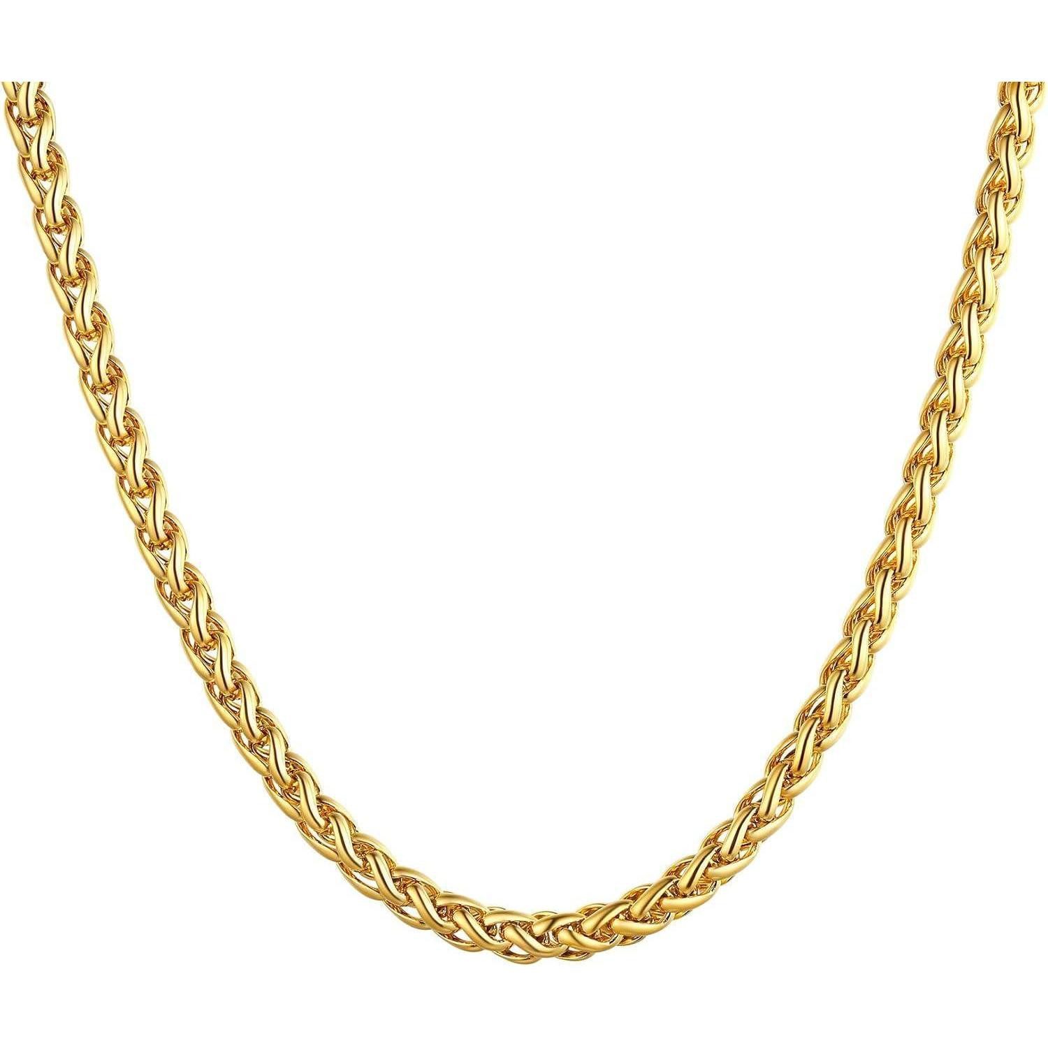 LuxusKollektion Gliederkette Weizenkette Herren Damen Edelstahl 18k Gold(6mm) 46 Zentimeter