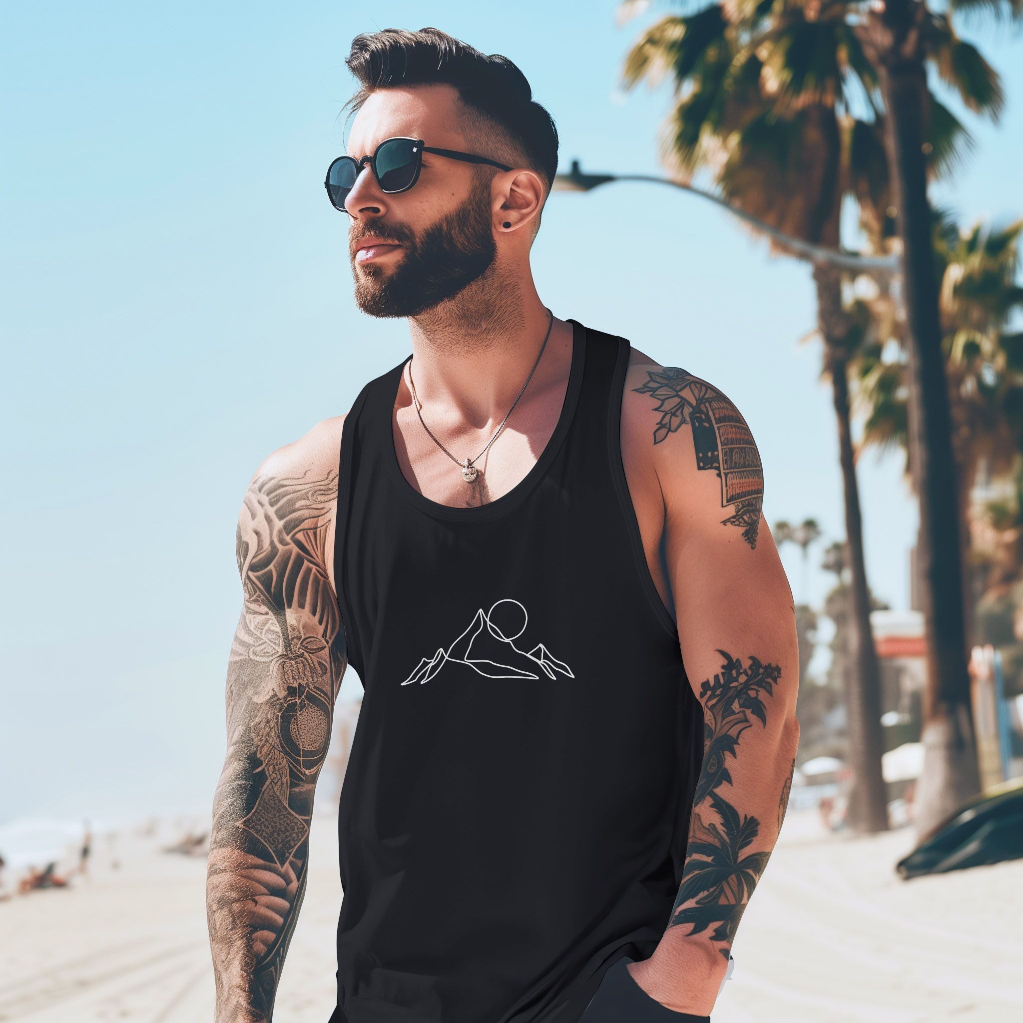 Neverless Tanktop Herren Tank-Top Berge Wandern Brustprint Aufdrucke Gebirge Outdoor mit Print – Bild 5 von 5