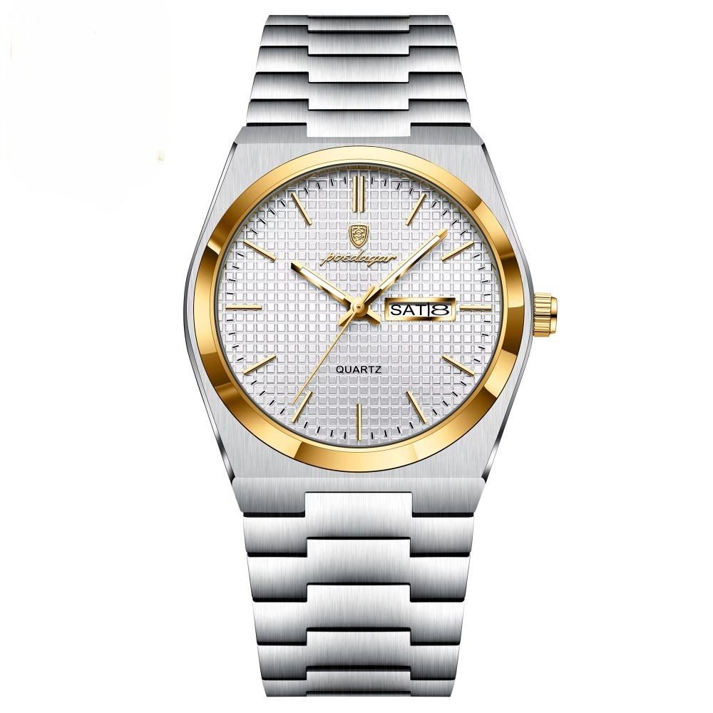 POEDAGAR Quarzuhr POEDAGAR 821 Herren-Armbanduhr – modisch, Edelstahl, Quarz, Datum