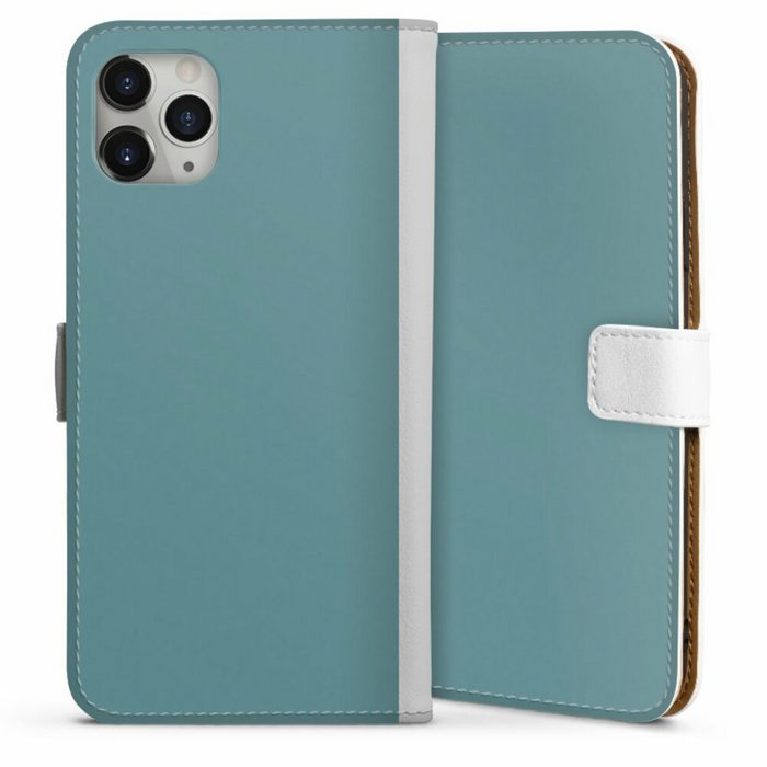 DeinDesign Handyhülle Art Blau einfarbig Petrol Apple iPhone 11 Pro Max Hülle Handy Flip Case Wallet Cover