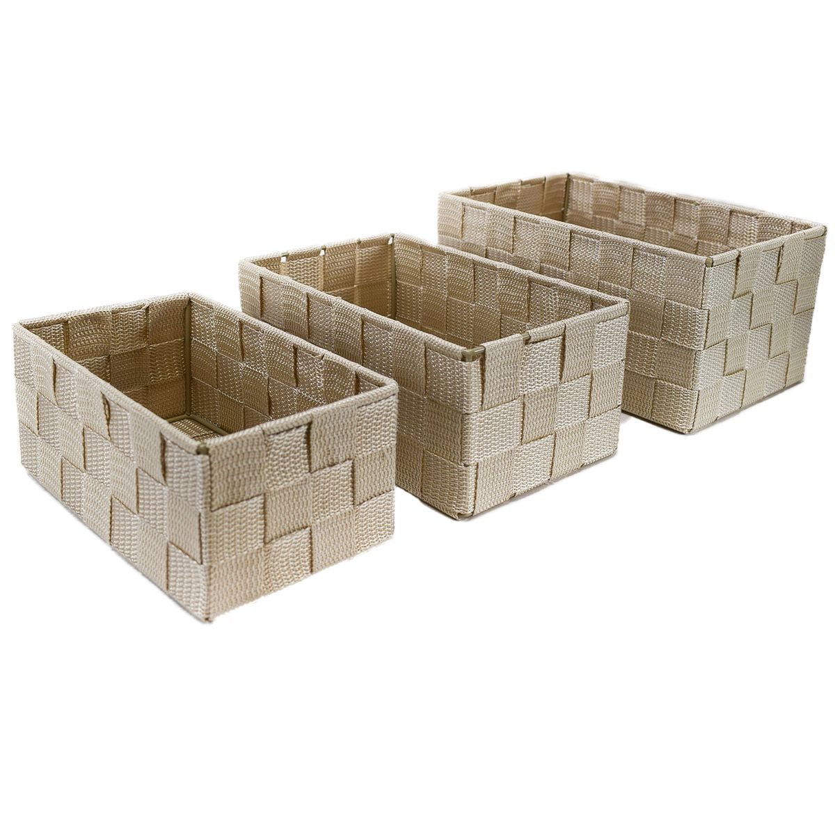 Marabellas Shop Organizer 3er-Set geflochtene Aufbewahrungsboxen für Badezimmer Textil-Körbe (3 St), dekorativ verwendbar