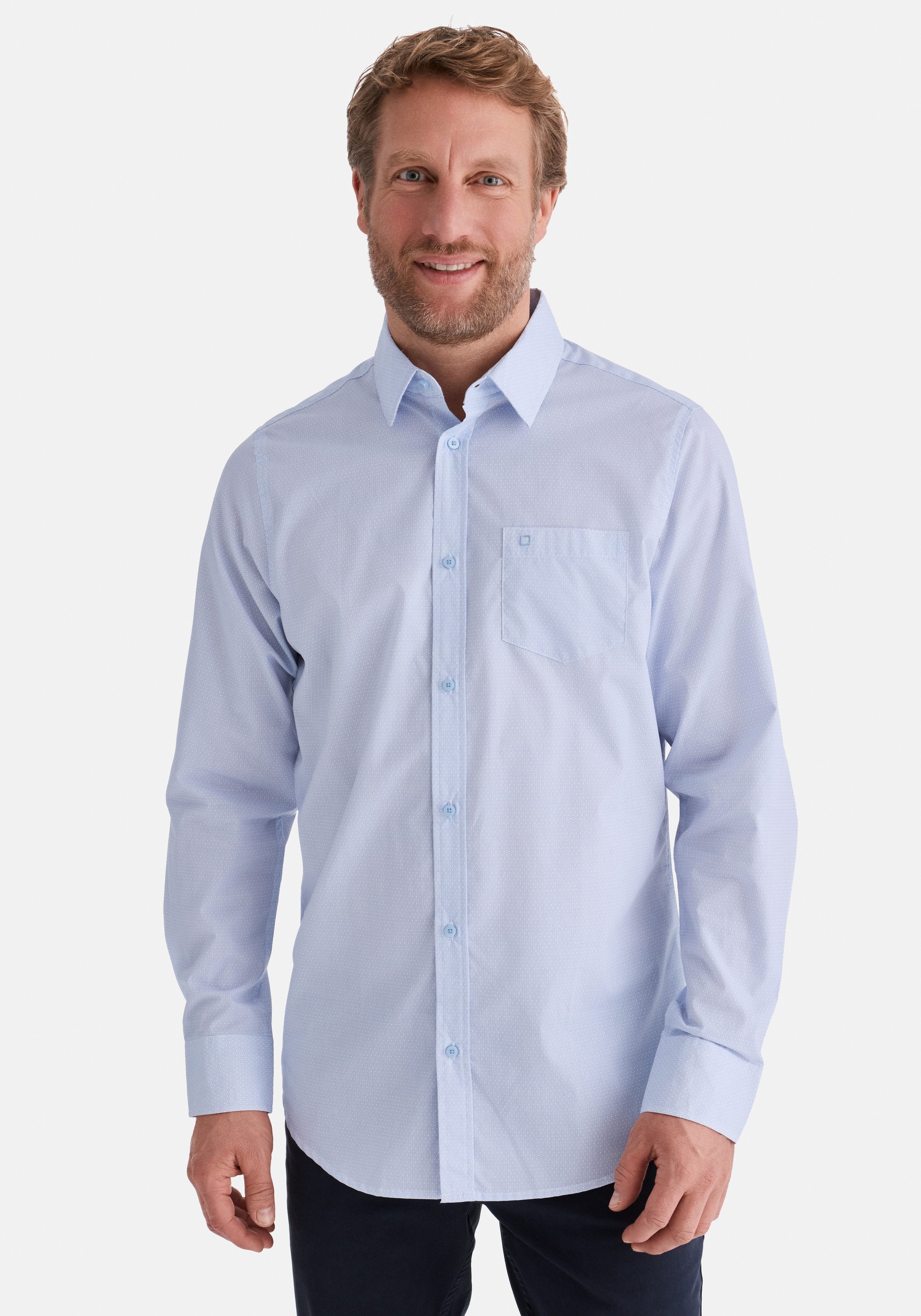 Langarmhemd HUGH Hemd Langarm Regular Fit