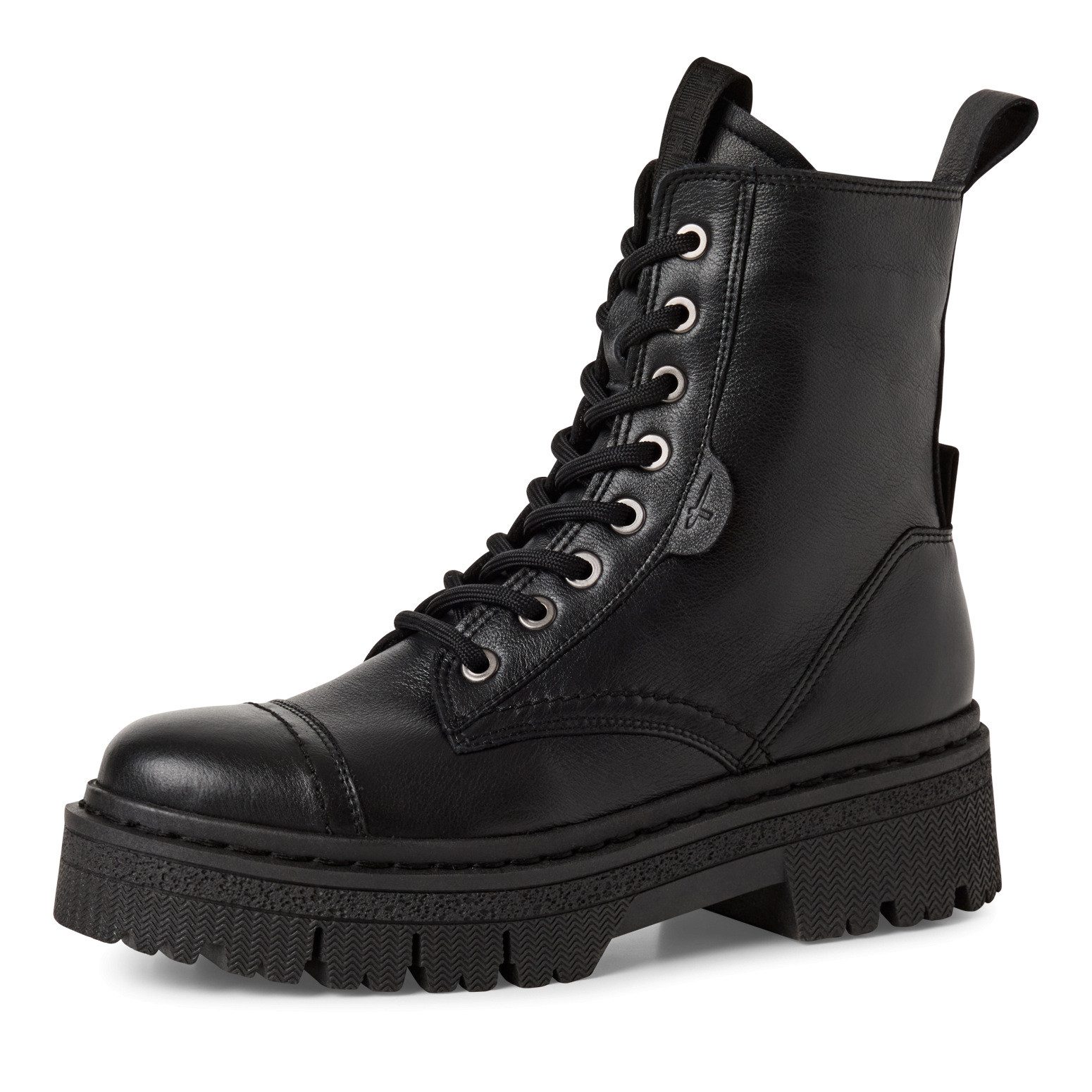 Tamaris Schnürstiefelette, Blockabsatz, Plateau, Schnürboots mit T-Prägung am Label