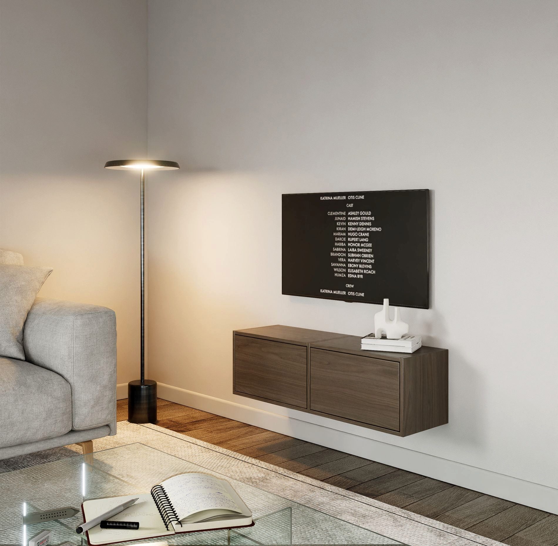 Selsey TV-Schrank FRAMME TV-Lowboard hängend 150 und 100 cm, mit Fächern und Ablagen