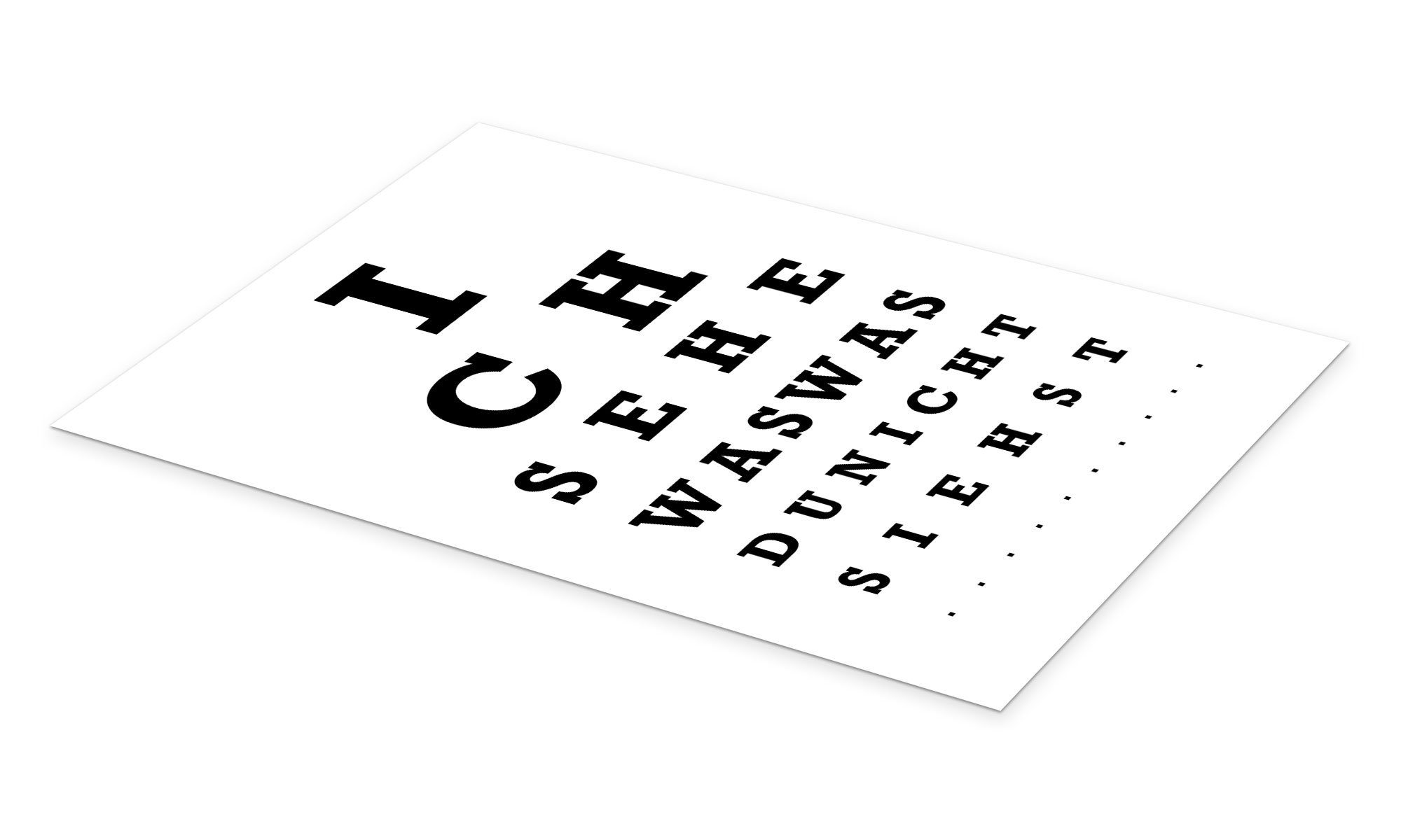 Posterlounge Wandbild Ich sehe was was du nicht siehst - Sehtest, Typobox, erhältlich als Poster, Leinwandbild, Wandsticker oder Acrylglasbild