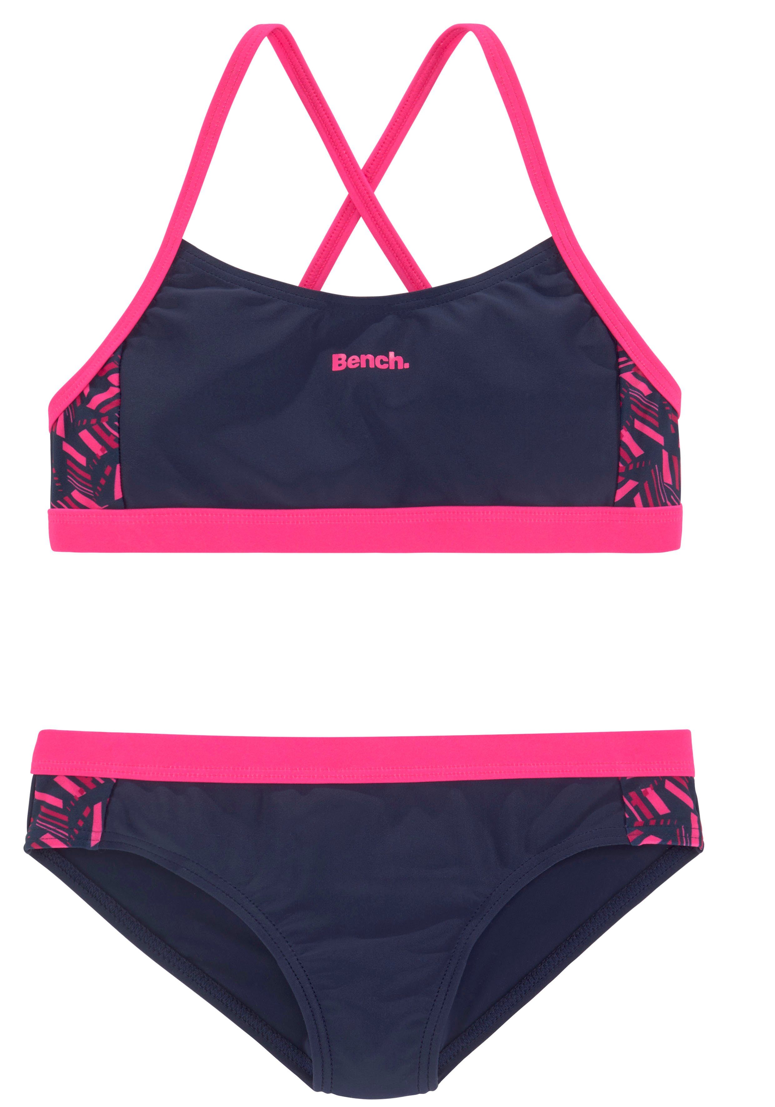 Bench. Bustier-Bikini bedruckten mit Einsätzen geometrische pink-marine