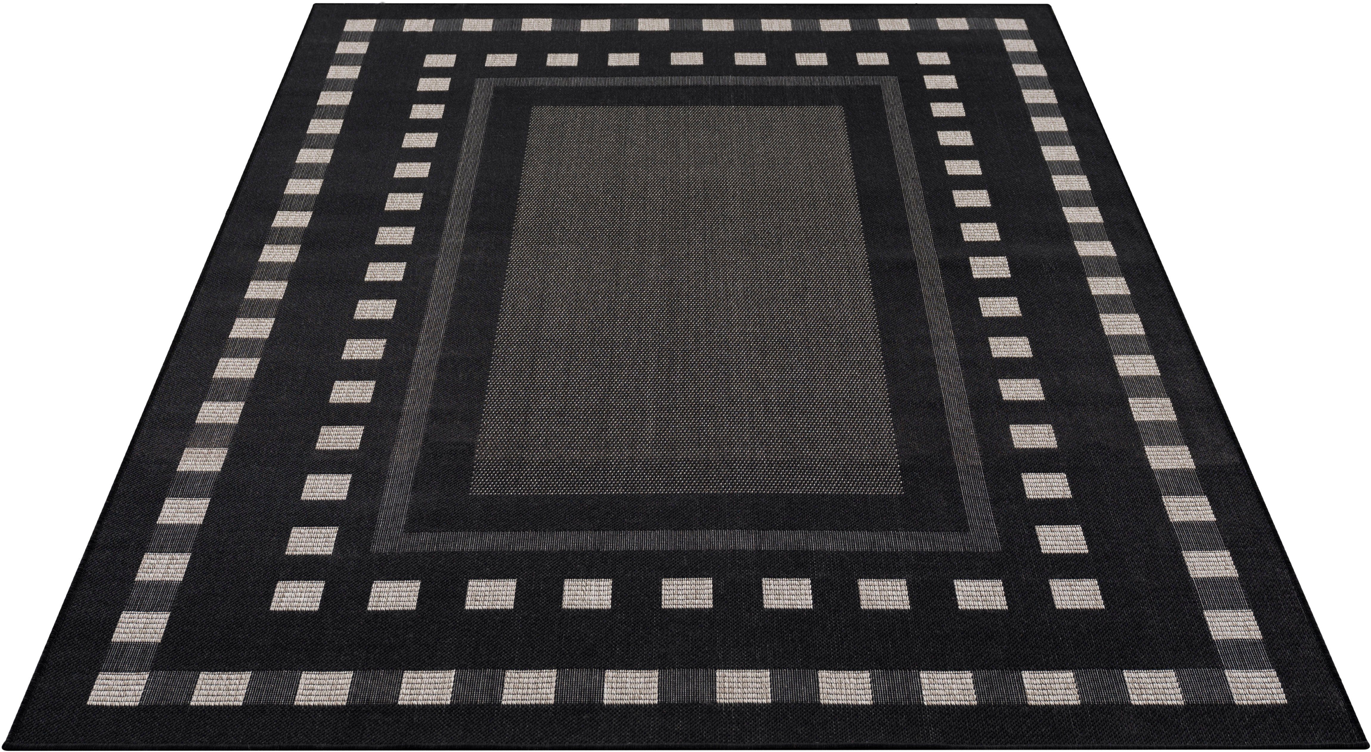 Teppich Dalija, andas, rechteckig, Sisal-Optik, geeignet, Outdoor schwarz Flachgewebe mm, Höhe: & Wetterfest 8 UV-beständig