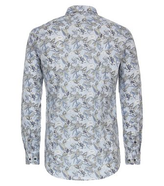 VENTI Businesshemd Businesshemd - Body Fit - Langarm - Florales Muster - Blau