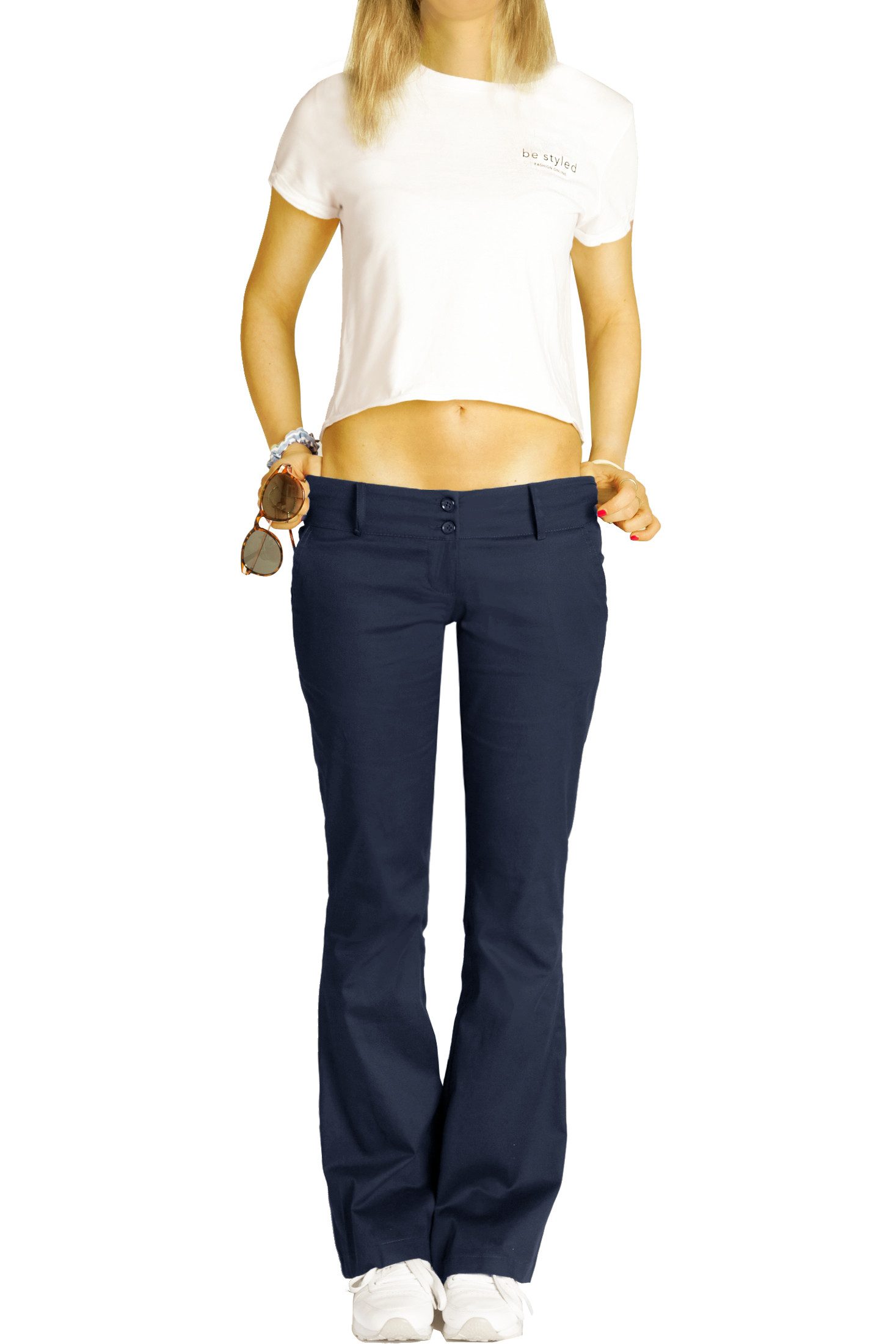 be styled Chinohose Stoffhose, Chino, Bootcut Hüfthose mit Stretch - Damen - h17a-A