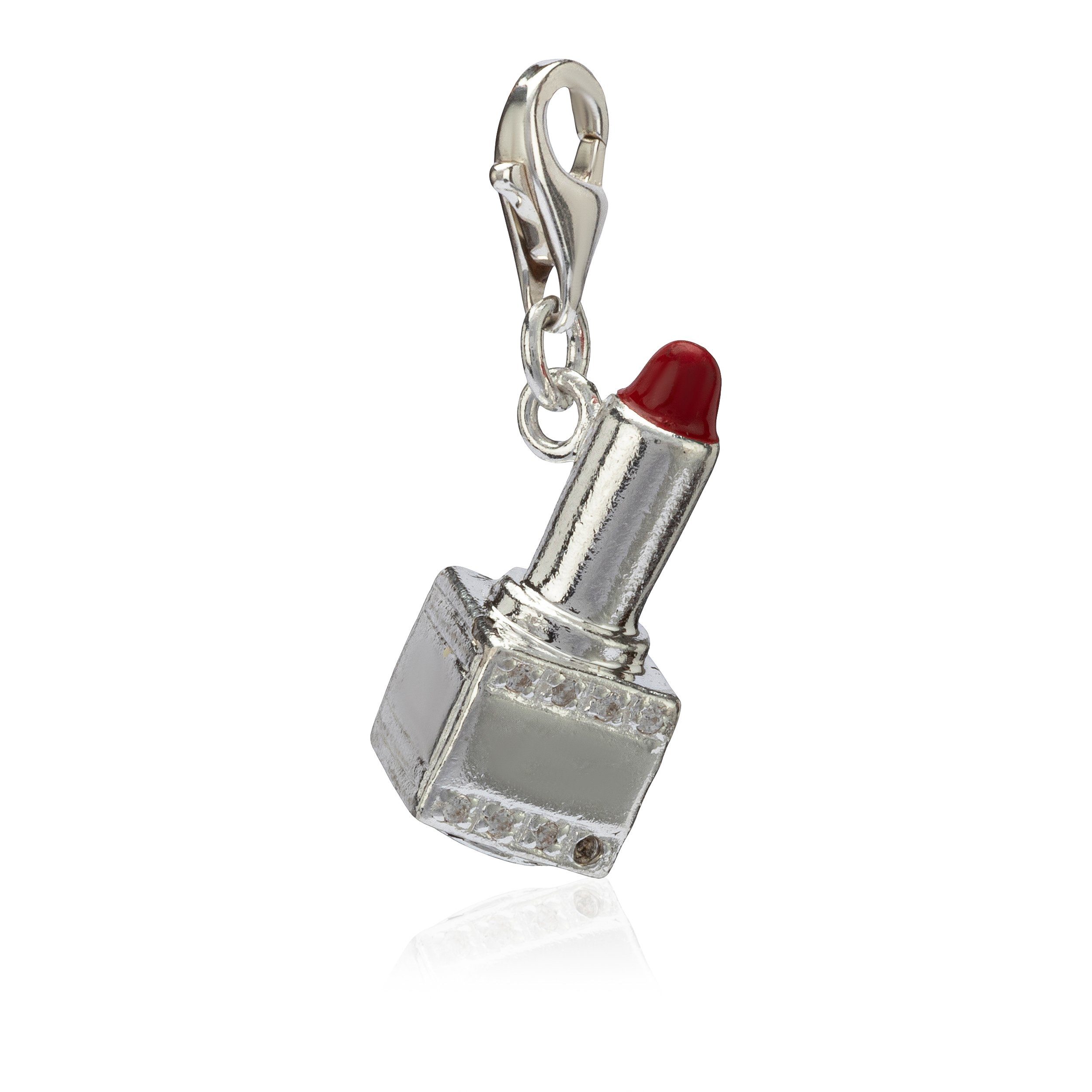 NKlaus Charm-Einhänger Damen Charm-Anhänger Lippenstift 925 Silber 19x8mm