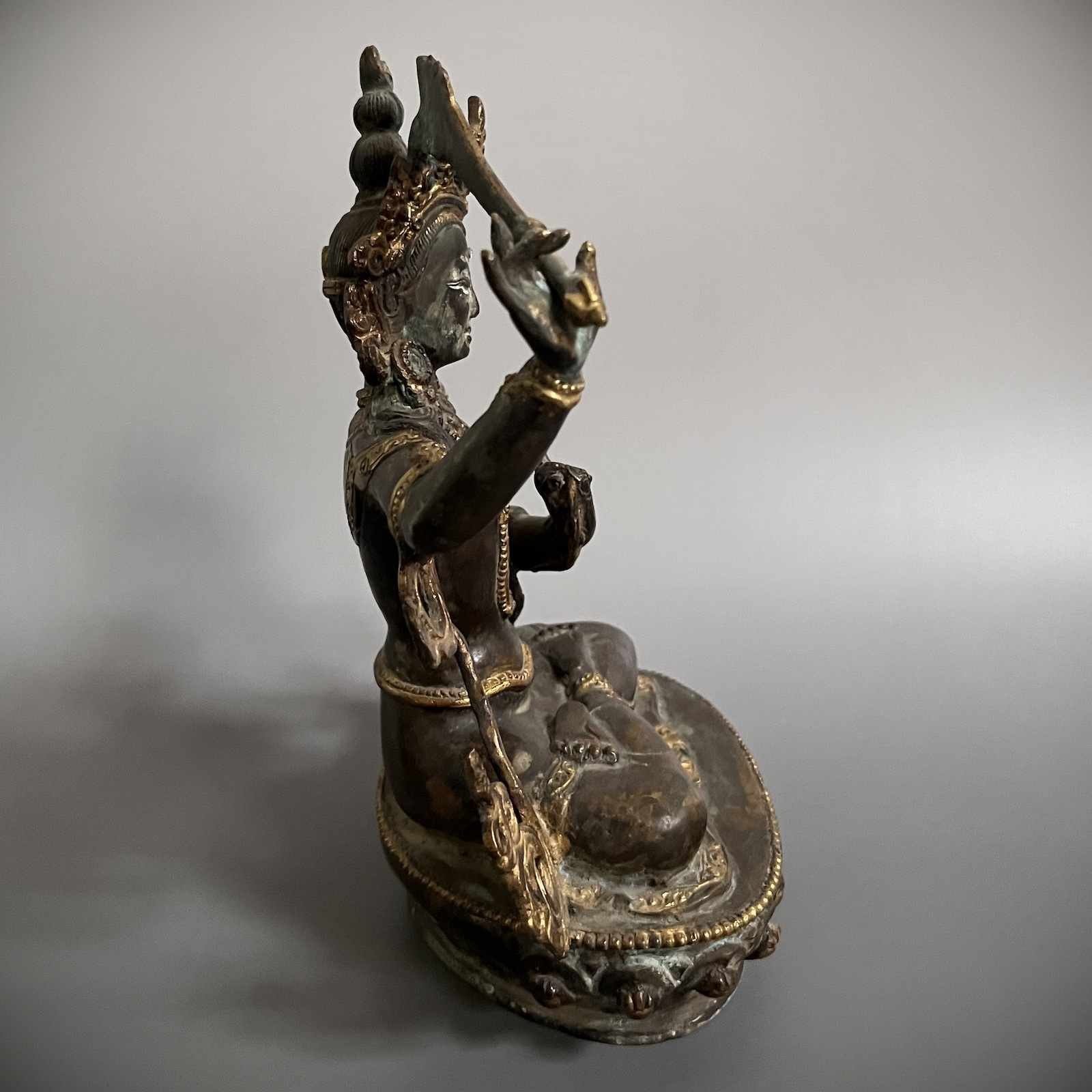 vergoldet - LifeStyle Figur aus Buddha Bronze Asien Manjushri Buddhafigur