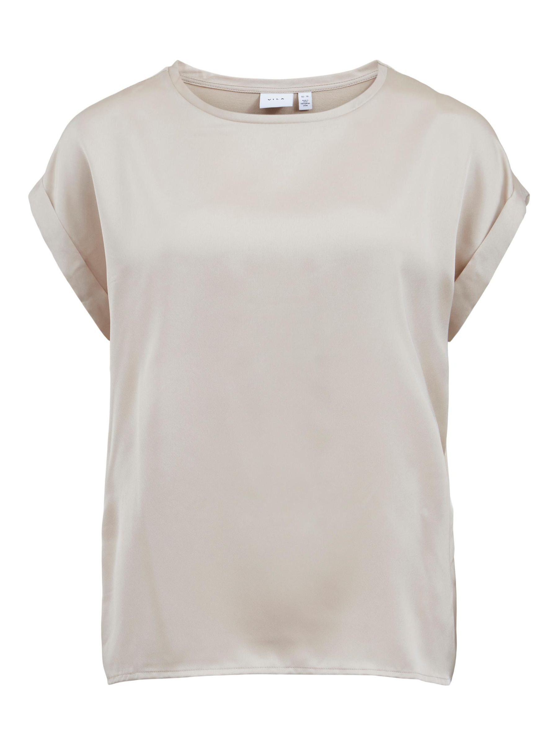 Vila T-Shirt Satin Blusen Kurzarm Basic Glänzend VIELLETTE für Damen Recyceltes Material nachhaltig Regular Fit Rundhals Kurzarm. Reduzierter Preis € 24,29. Unverbindliche Preisempfehlung € 26,99, (€ 24,29 pro 1 Stk)