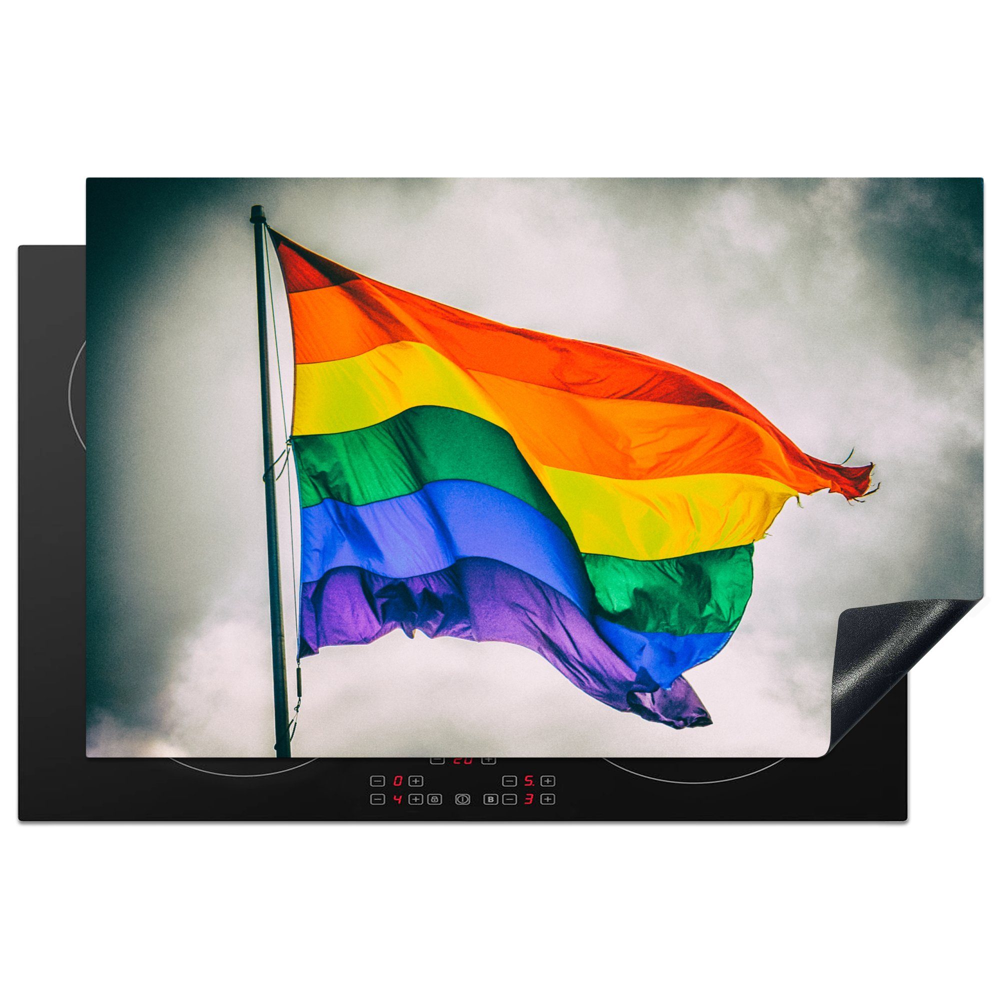 die Herdblende-/Abdeckplatte Regenbogenflagge, cm, einer Ceranfeldabdeckung Schutz Induktionskochfeld (1 MuchoWow Vinyl, für tlg), 81x52 Foto küche,