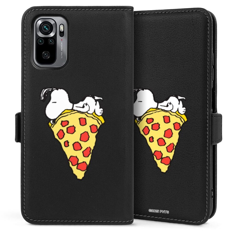 DeinDesign Handyhülle Peanuts Pizza Snoopy Snoopy Pizza Transparent, Xiaomi Redmi Note 10 4G Hülle Handy Flip Case Wallet Cover