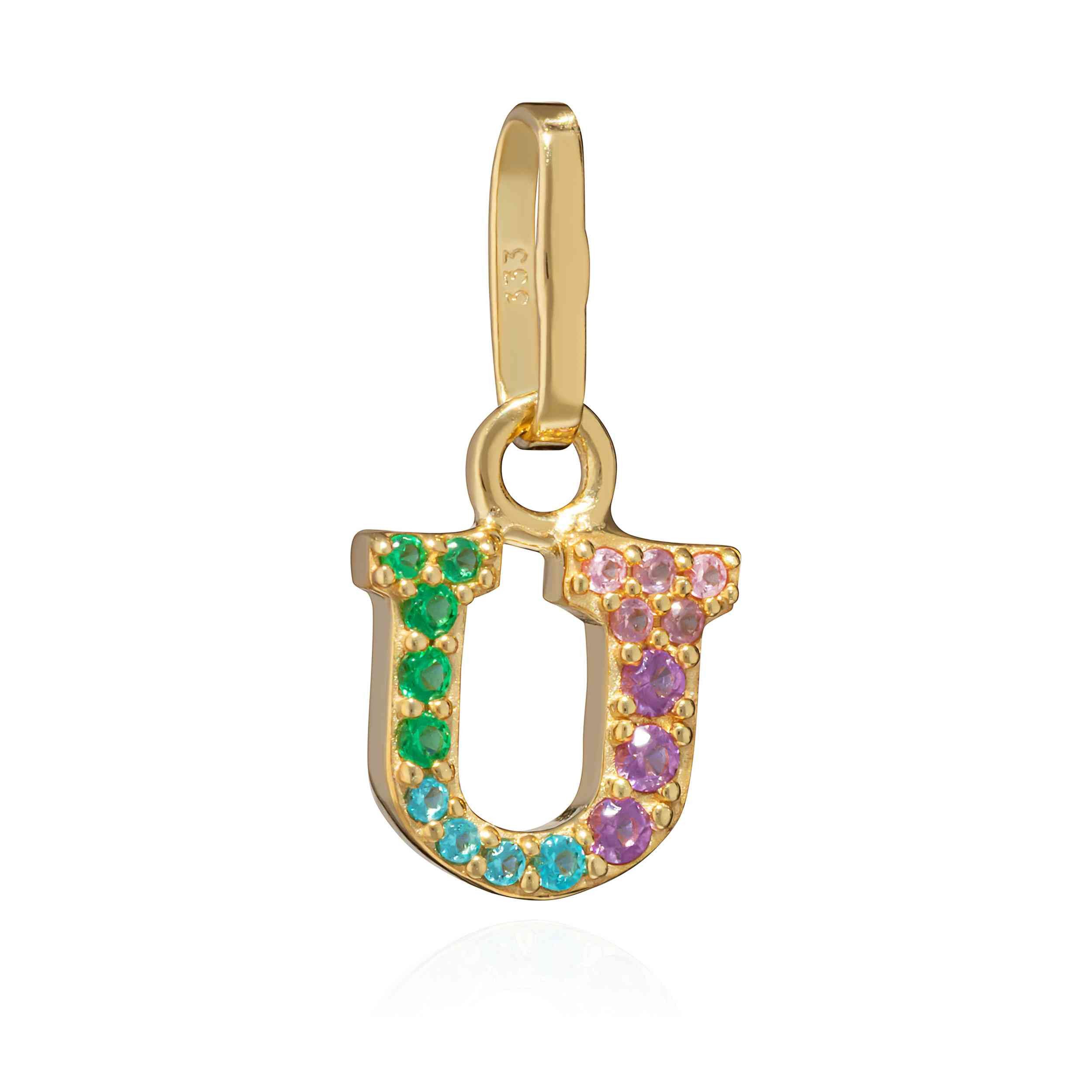 Kettenanhänger Buchstabe U – 333 Gelbgold bunt 13mm