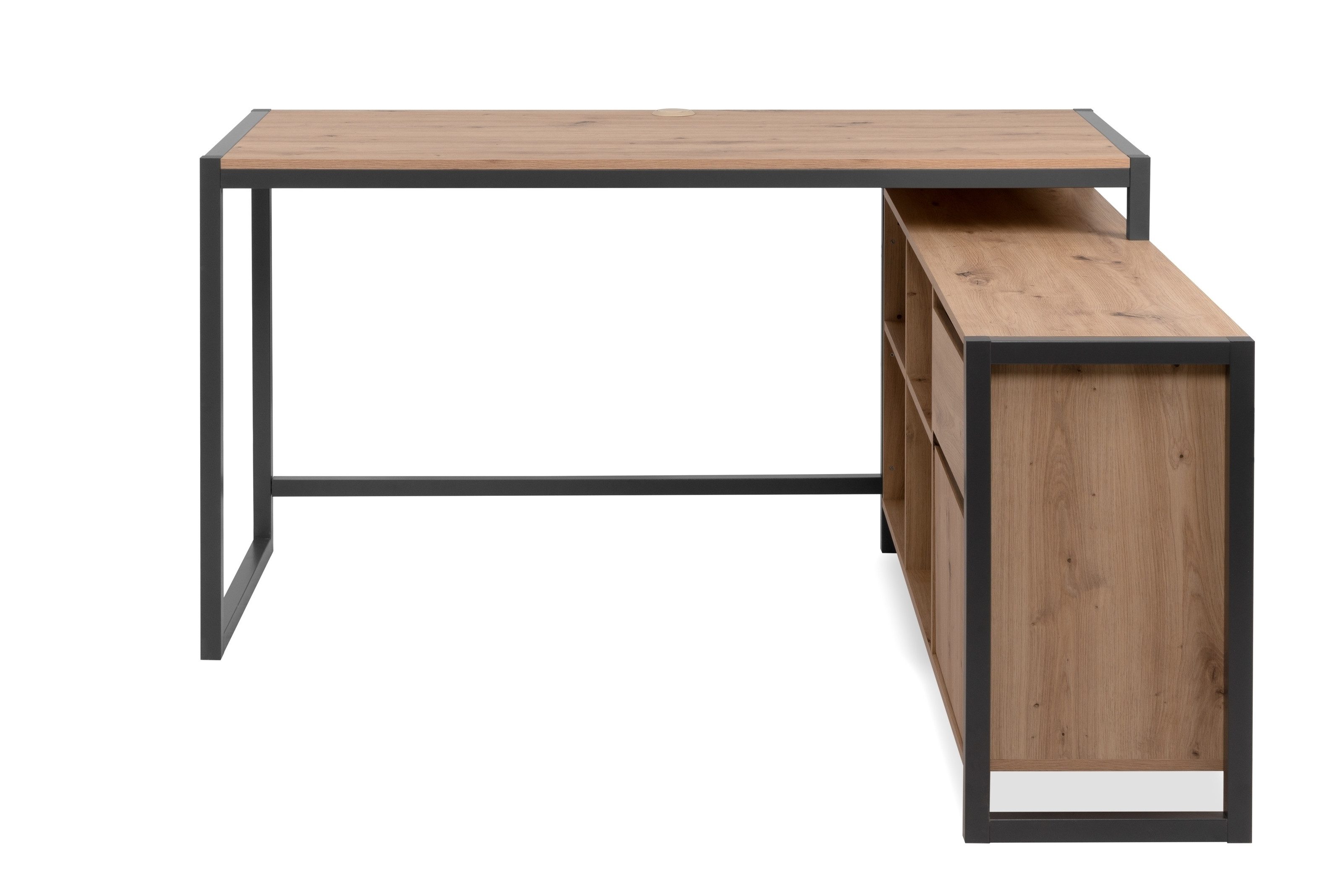 freiraum Eckschreibtisch Denver, 1 Türe, 1 Schub, Dekor Artisan Eiche / anthrazit - 139x75x139 (B/H/T)