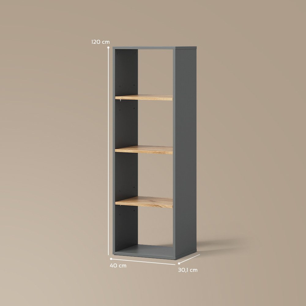Livinity® Bücherregal Lorena, Anthrazit/Goldkraft Eiche, mit 4 Fächern, 1-tlg.
