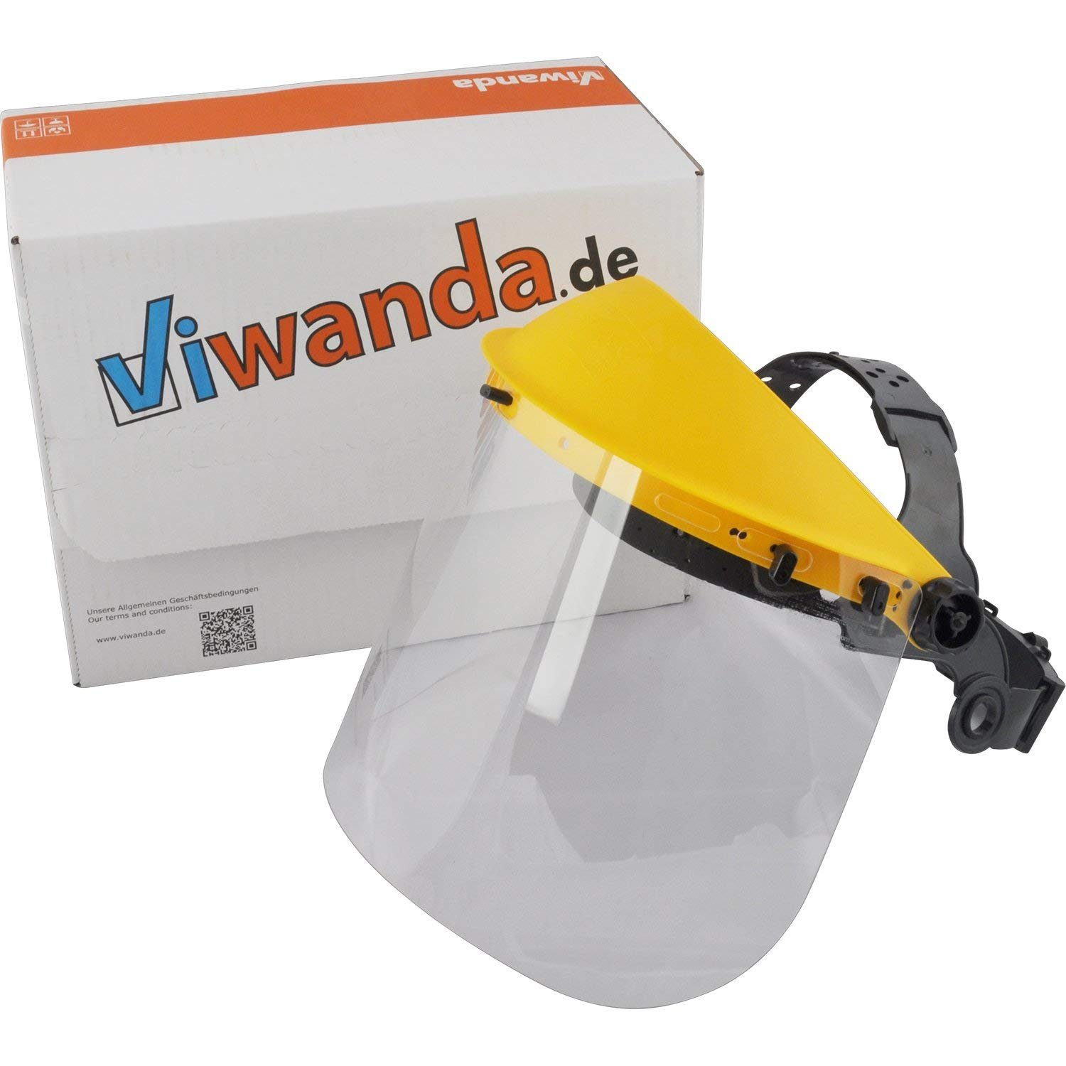Viwanda Kopfschutz Viwanda 40x20cm klarem Polycarbonatvisier Visier mit Pro-Gesichtsschutz (2-tlg)
