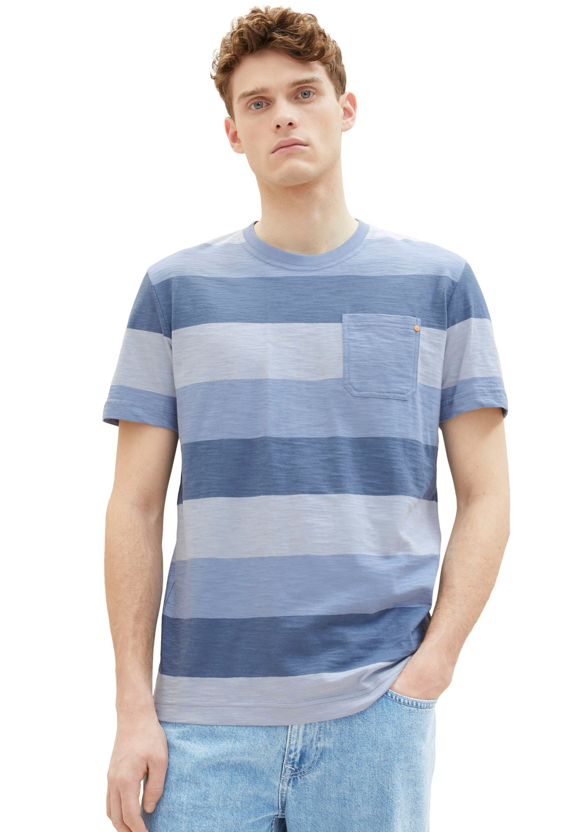 tonal blue blockstripe greyish T-Shirt TAILOR TOM