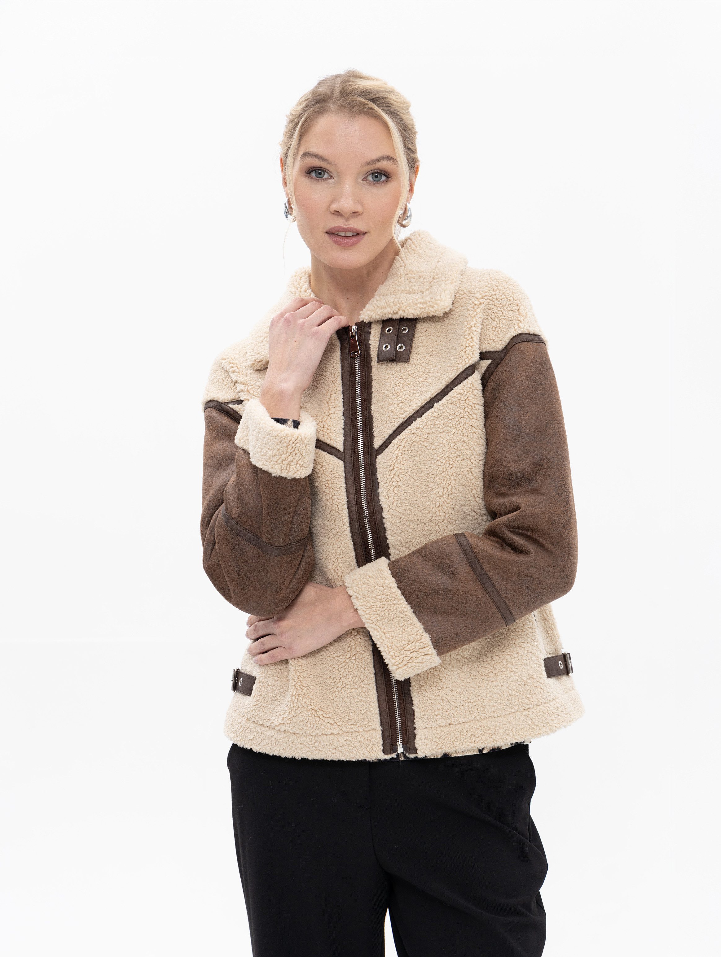 Passioni Pilotenjacke in Lammfelloptik