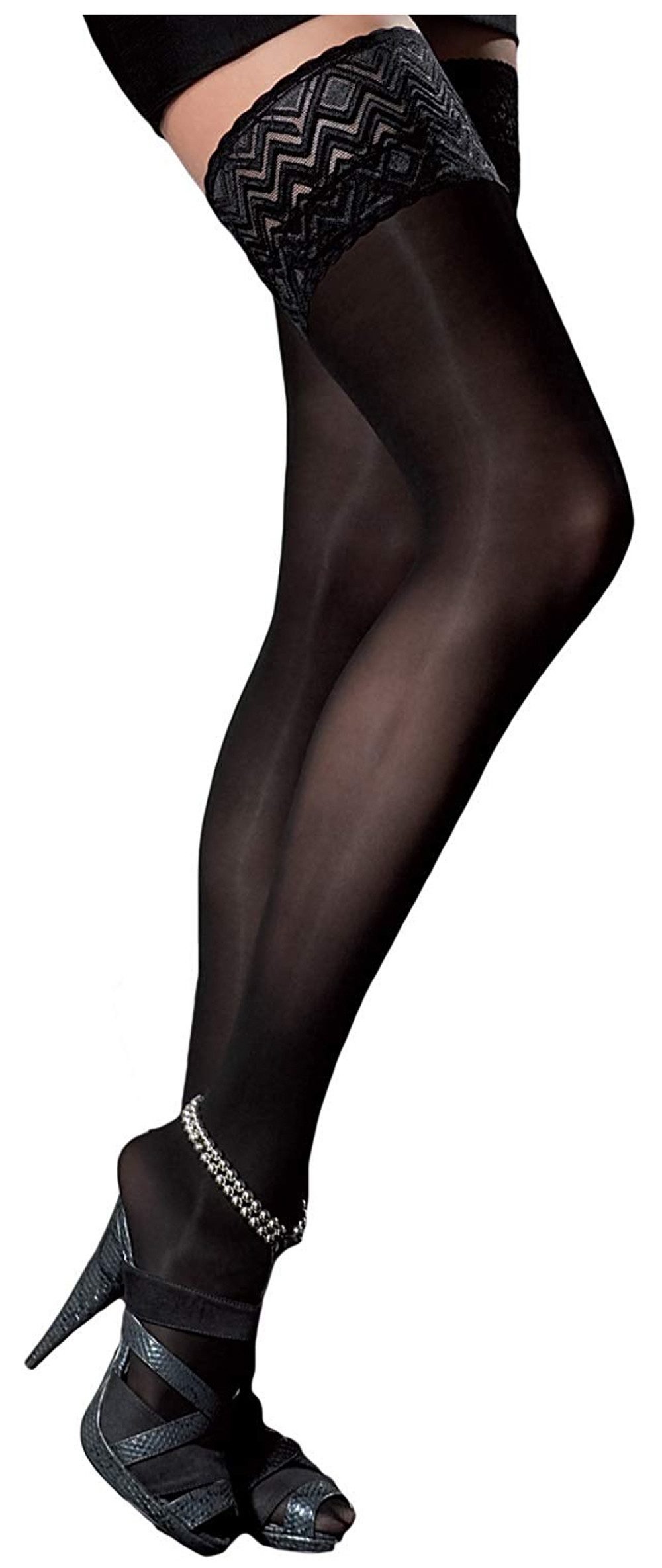 Fiore Halterlose Strümpfe Sensual (Packung, 1 Paar) 60DEN mit eleganter Spitze in grafischem Muster