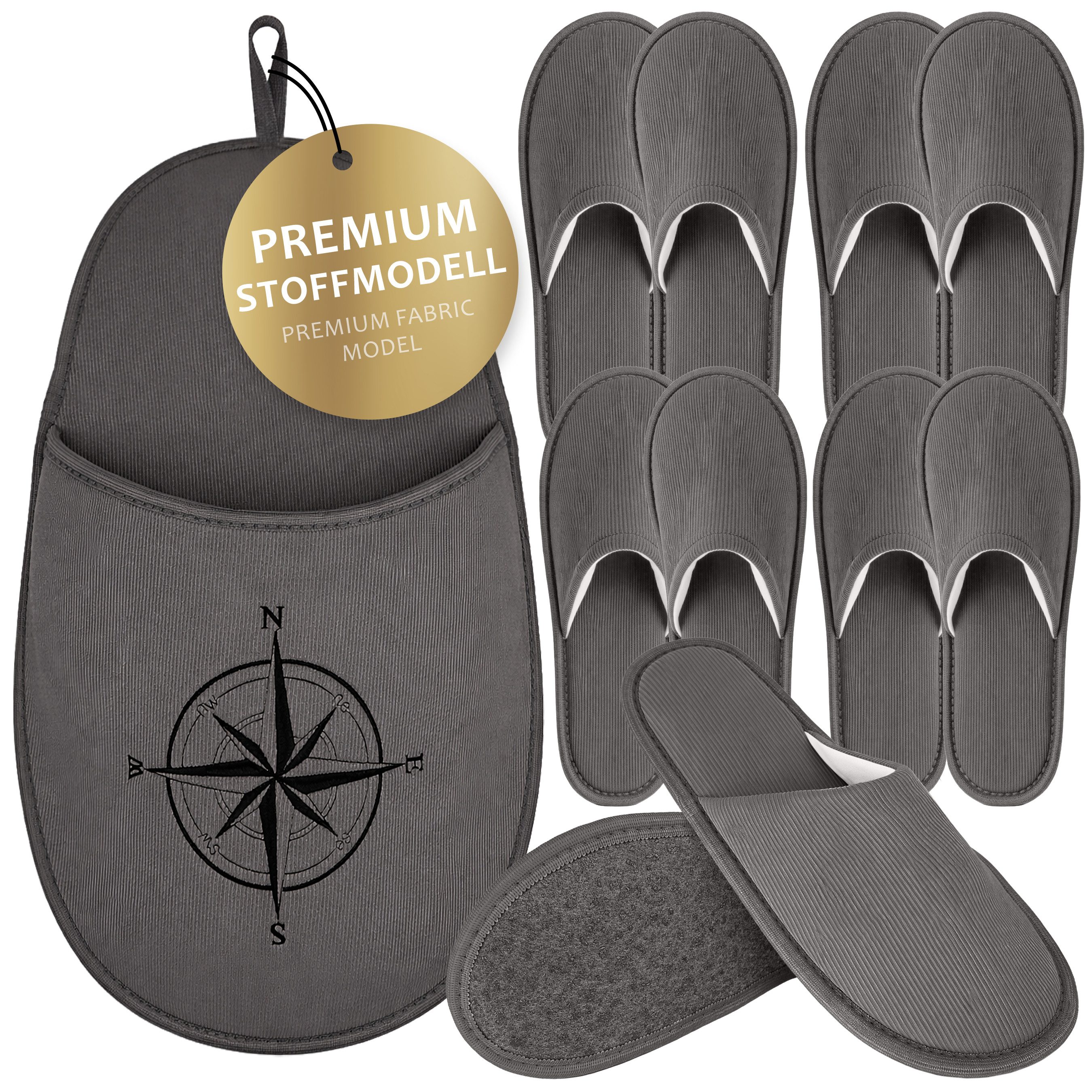 ONVAYA Premium Gästehausschuhe Set Kompass-Gästepantoffeln-Guest Slippers Hausschuh