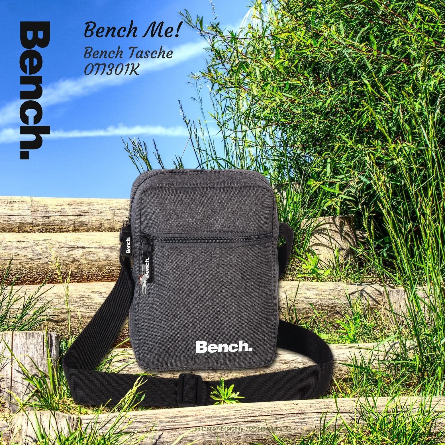 Bench. Schultertasche Bench stylische Cross Body Polyester (Umhängetasche), Unisex Polyester Umhängetasche, grau ca. 17cm