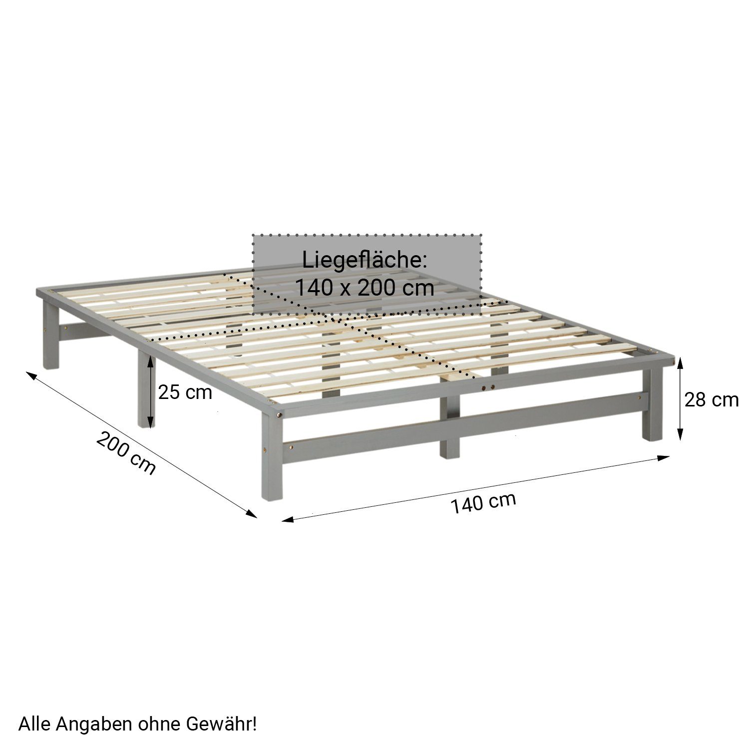 Homestyle4u Holzbett 90/100/140x200 Palettenbett Massivholzbett Futonbett günstig online kaufen