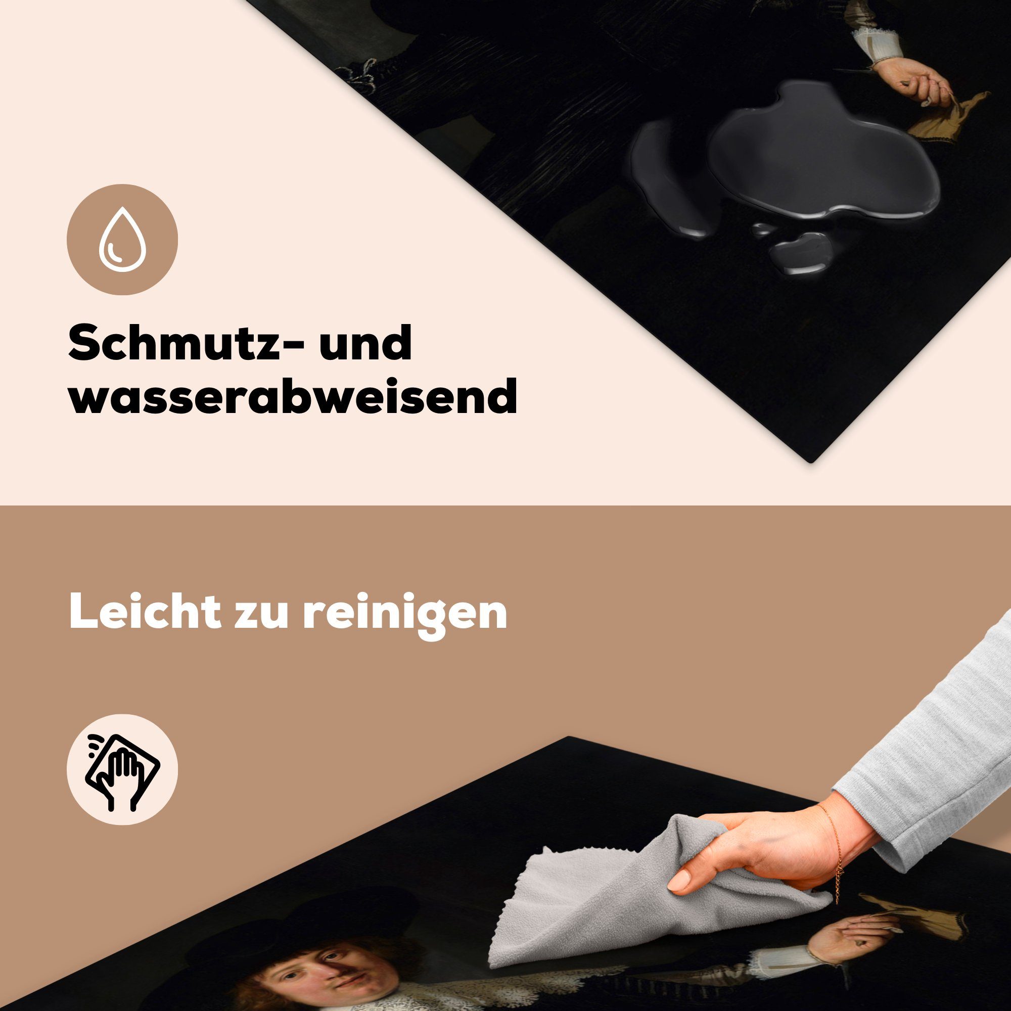 Marten 78x78 (1 tlg), von cm, Soolmans - Rijn, Gemälde MuchoWow von van Ceranfeldabdeckung, Vinyl, Rembrandt küche Herdblende-/Abdeckplatte Hochzeitsbildnis Arbeitsplatte für