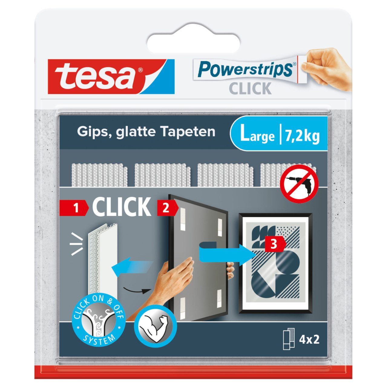 tesa Klebeband tesa Powerstrips Click Large 4 Stück