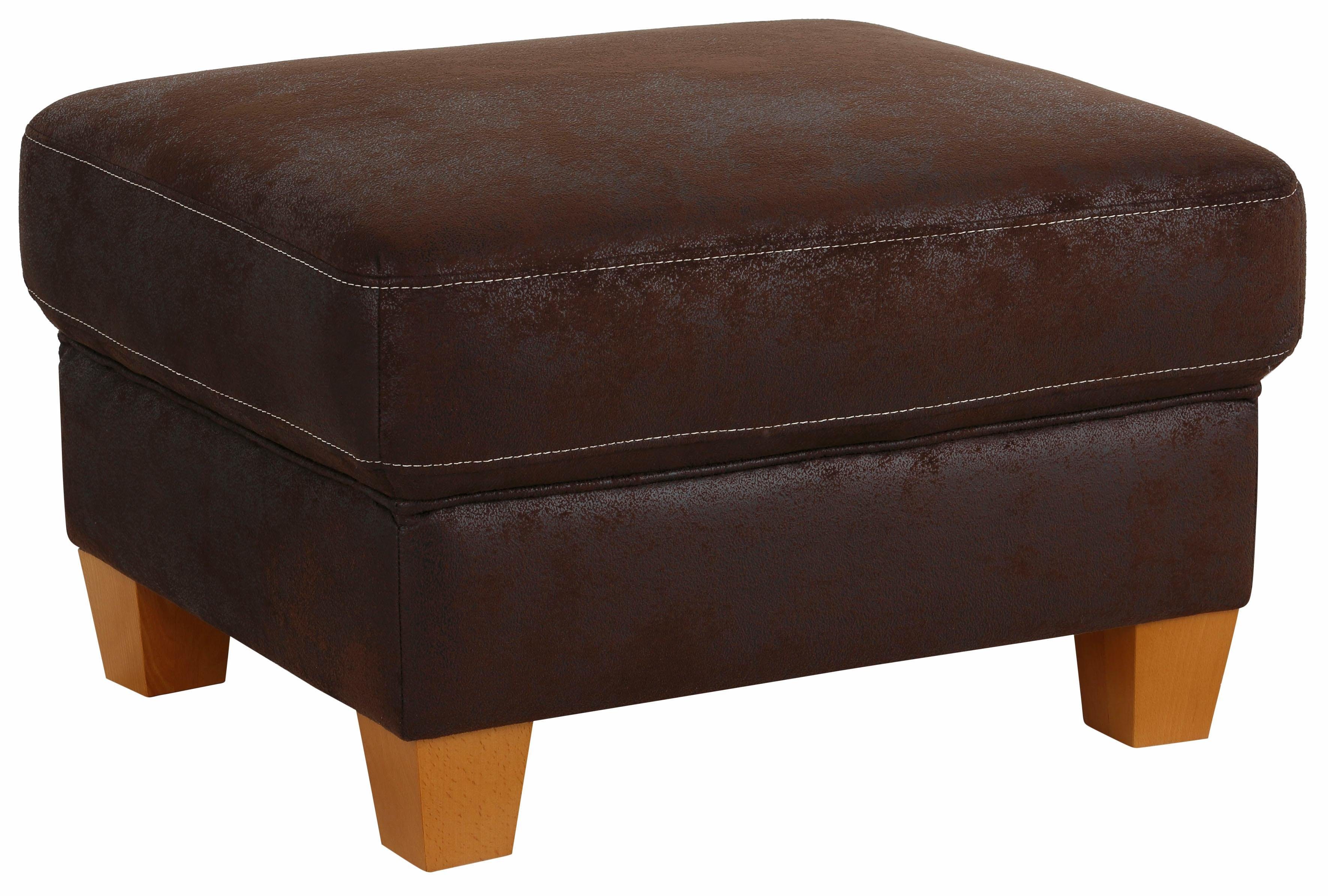 OTTO home Hocker Borkum, B: 75cm, Federkern-Polsterung, vielseitig nutzbar, Fußablage & Sitzgelegenheit, frei im Raum stellbar, Massivholzfüße