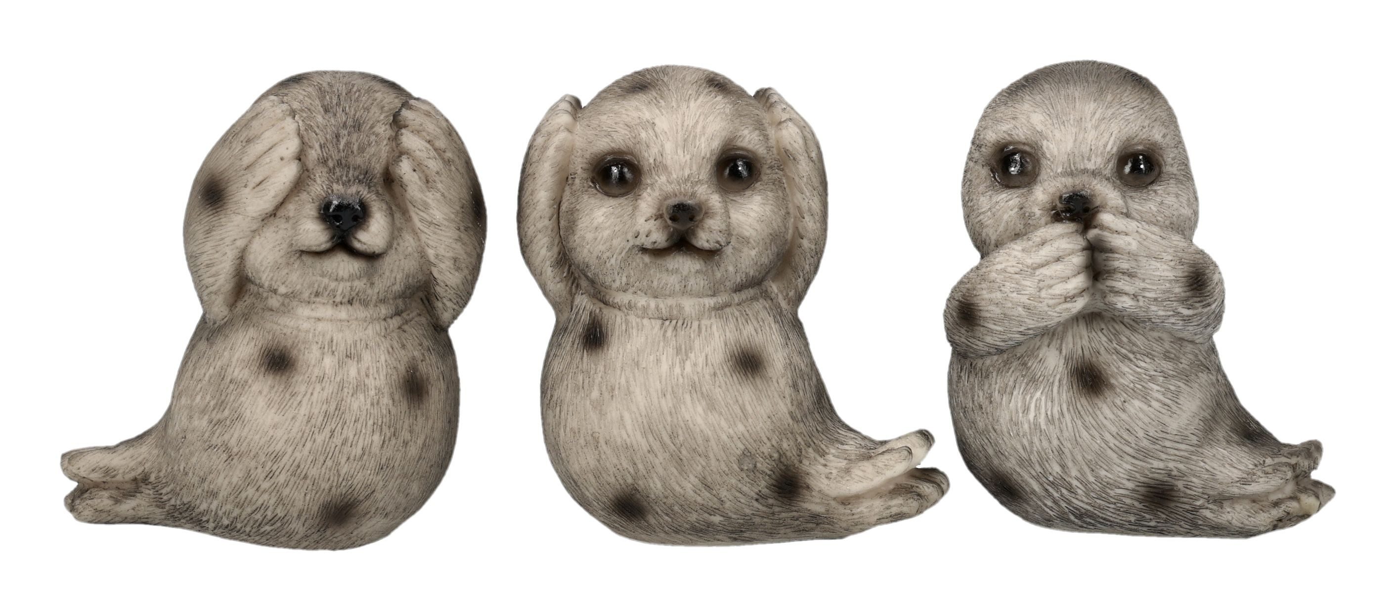 Figuren Shop GmbH Tierfigur Drei weise Seehunde Figur – Mini Statue Tiere Dekofigur Set 7,5 cm