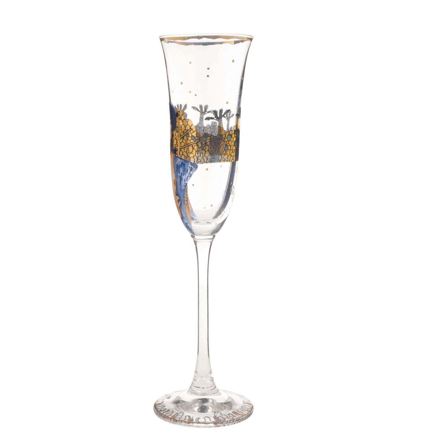 Goebel Sektglas Gustav Klimt, Glas, Echtgolddekor, Mehrfarbig, Judith I, H: 24cm