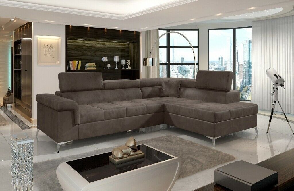 Ecksofa Grau Schlafsofa L-Form Polster Design Ecksofa, Textil JVmoebel Sofa Couch