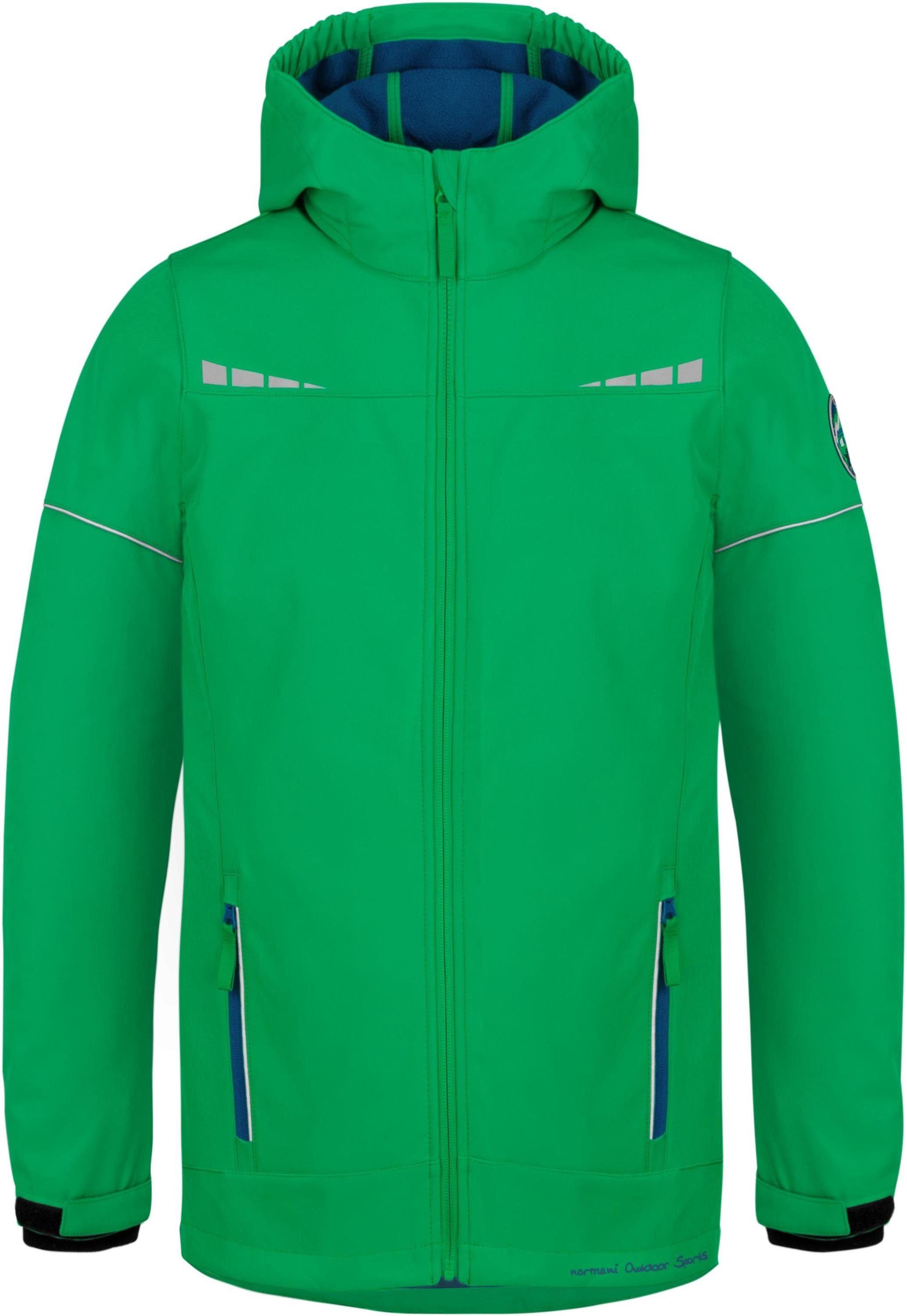 normani Regenjacke Kinder Softshelljacke Galway Winterjacke Regenjacke mit Fleecefutter für Junge und Mädchen wasserdichte Kinderjacke mit Reflektoren Grün